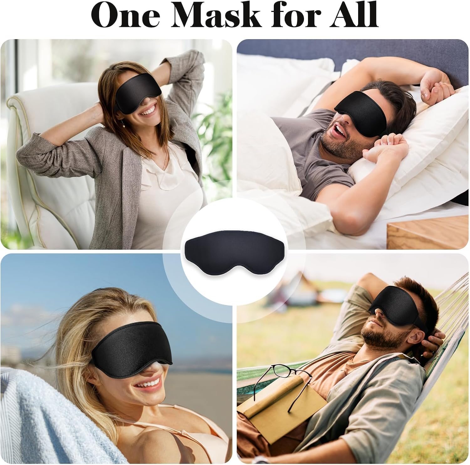 3D Eye Mask Sleep Mask for Men & Women, Black | 100% Pressure-Free & Light Block-Out Eye Mask for Sleep with Easy Adjustable Strap, Night Eye Cover for Travel - Image 8