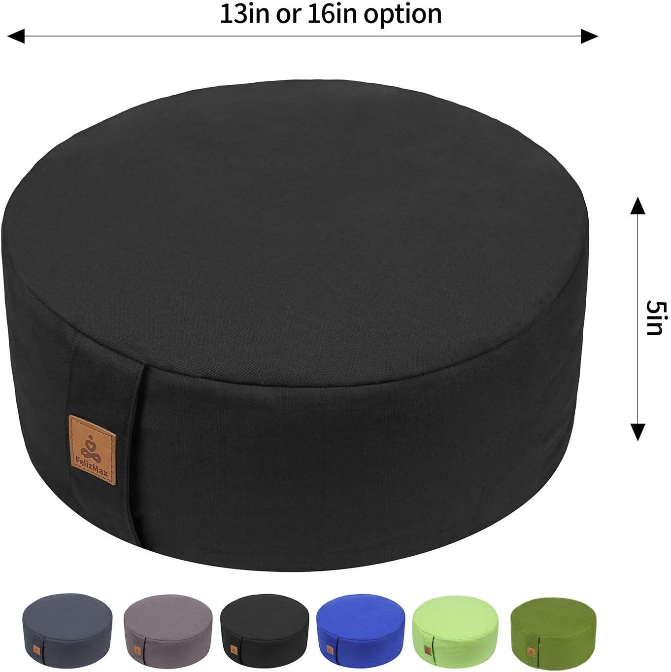 Zafu Buckwheat Meditation Cushion,D=13"/16" H=5.5",Round Zabuton Meditation Pillow,Yoga Bolster Kneeling Pillow Premium Yoga Pillow for Sitting on Floor Zippered Cotton Cover - Image 2