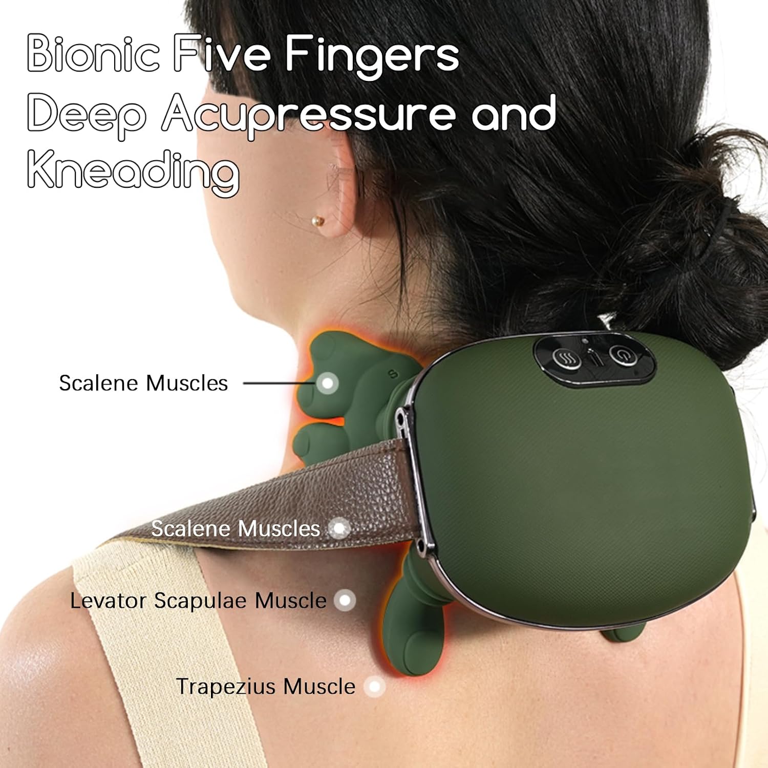 Neck and Shoulder Massager,Portable Shiatsu Back Massage Hand-Shaped Deep Tissue 4D Kneading Massager with Heat for Pain Relief and Muscle Relax,Gifts for Women Men,(Green) - Image 6