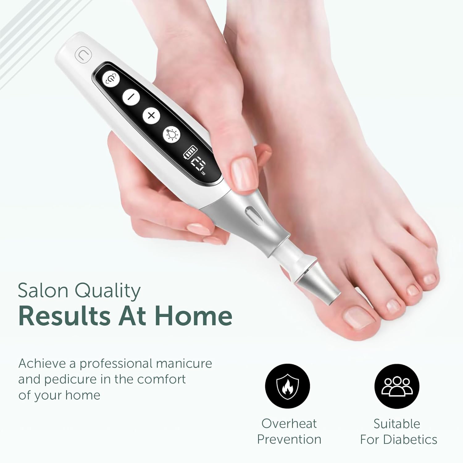 PediLux Pro Professional Manicure Pedicure Kit, Cordless Electric Nail File Drill Set, Thick Toenail Grinder, Toe Nail Dremel Tools, Filer, Buffer, Sander, Remove Cuticles, Callus for Men & Women - Image 5