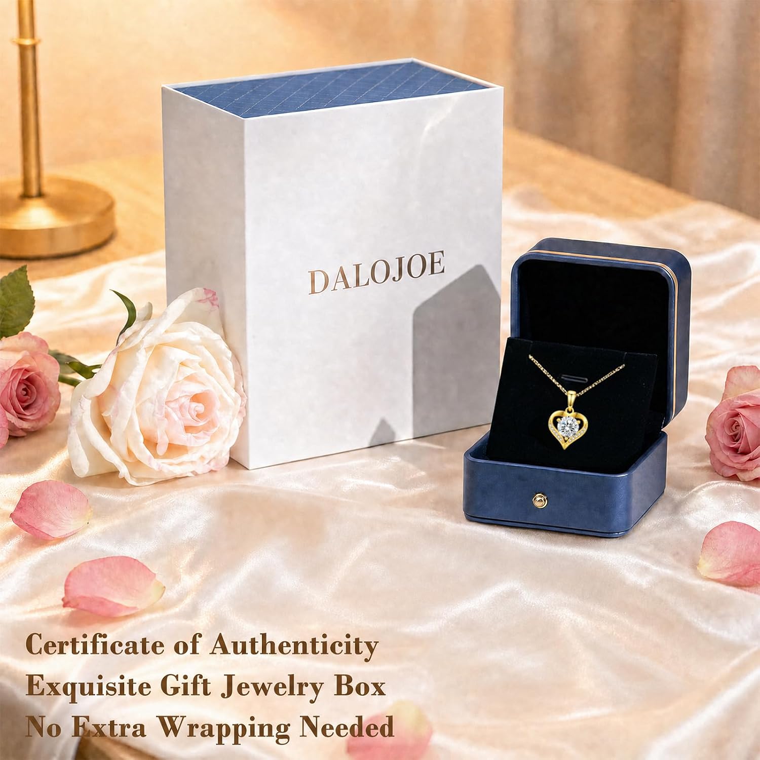 DALOJOE Moissanite Necklace for Women, 18K Gold Plated 925 Sterling Silver | 1-3 CT Moissanite Heart Necklace Engraved with "I LOVE YOU" – Anniversary or Birthday Jewelry Gift for Women, Wife or Mom - Image 9