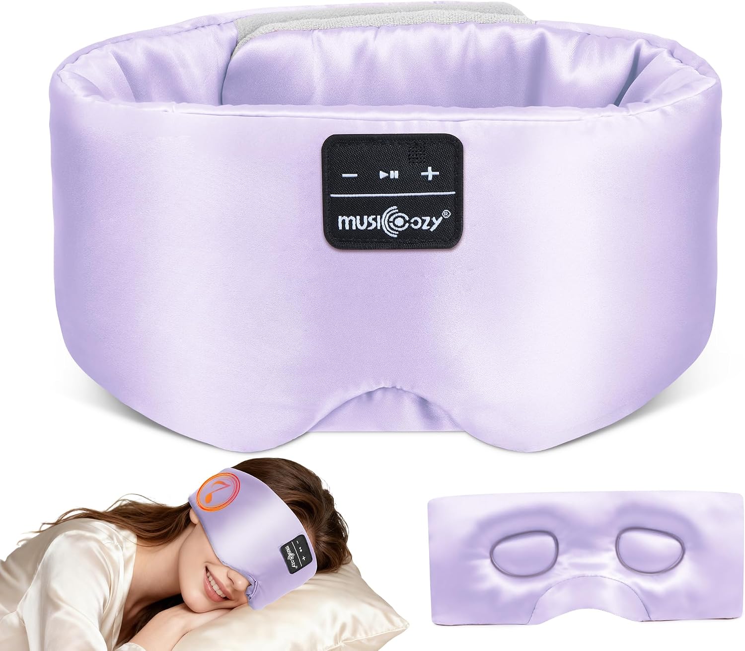MUSICOZY 3D Mulberry Silk Sleep Mask Bluetooth 5.4 Headphones Full Coverage | Luxury Silk Eye Mask with Blackout Design Ultra Thin Speakers, Side Sleeper Comfort for Travel Relaxation Gifts for Men Women