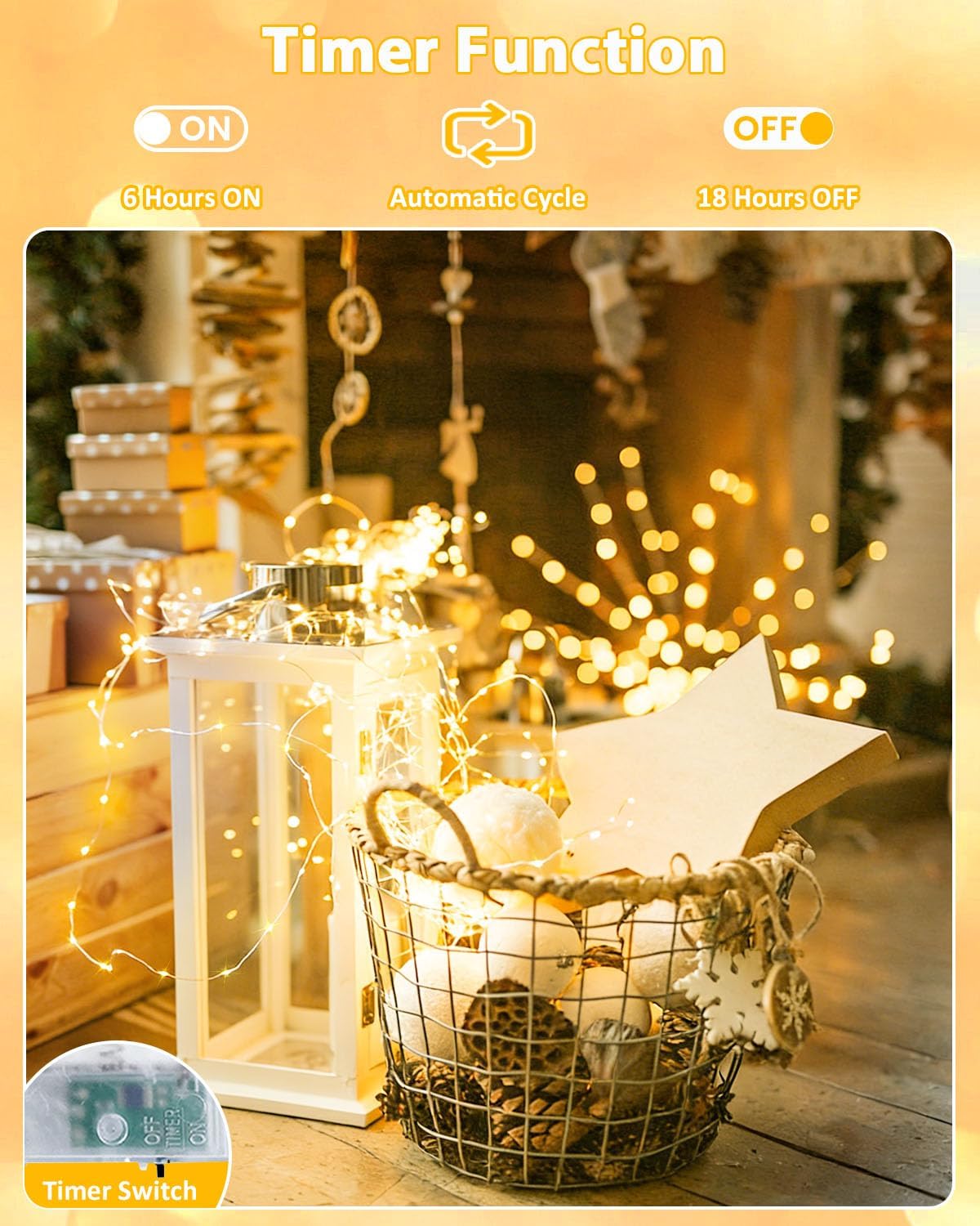 4 Pack 60 LED Fairy Lights Battery Operated with Timer, 20 FT String Lights | Cuttable Copper Wire, Waterproof Battery Lights for Indoor Outdoor, Wedding, Centerpiece, Bedroom, DIY, Christmas Decorations - Image 4