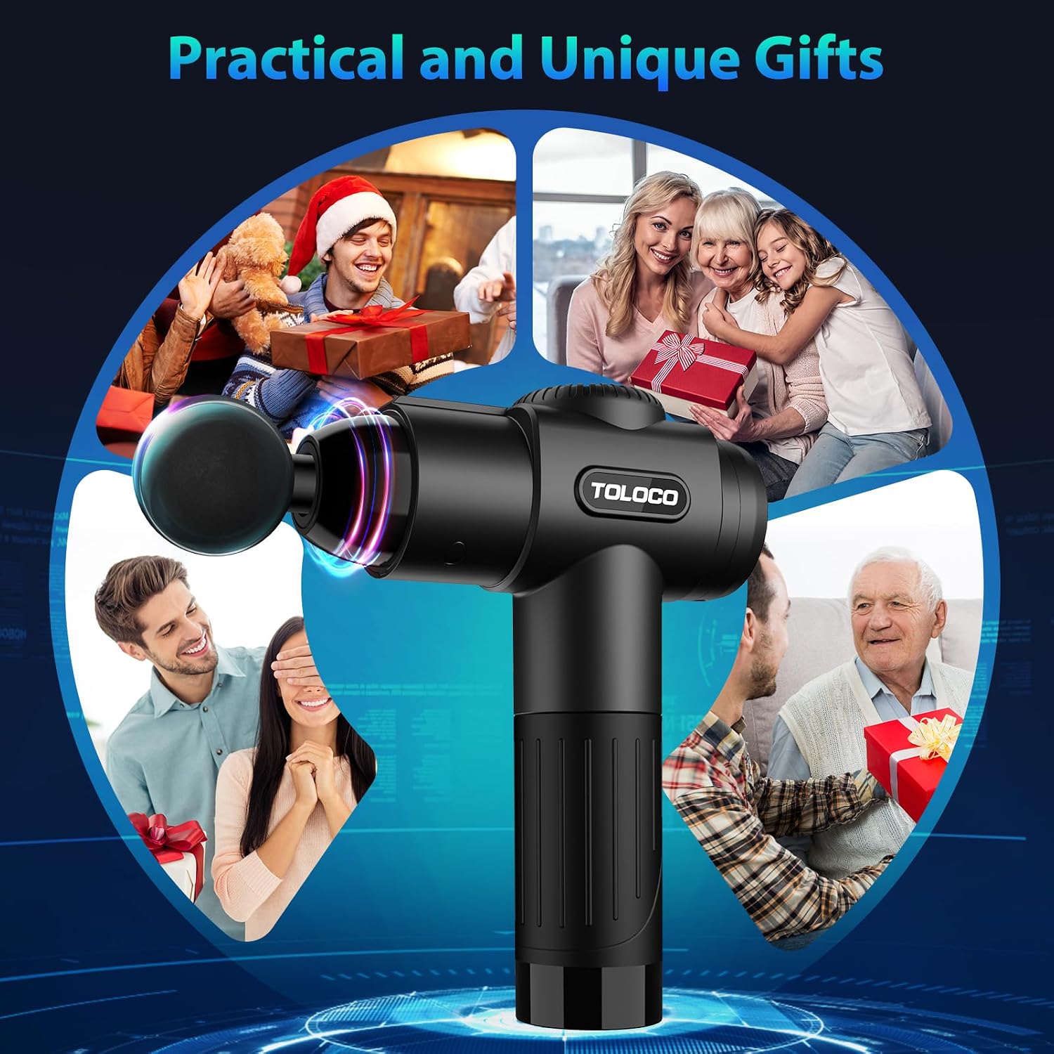 TOLOCO Massage Gun, Deep Tissue Back Massage for Athletes for Pain Relief, Percussion Massager with 10 Massages Heads & Silent Brushless Motor, Relaxation Gifts for Men Women, Black - Image 8