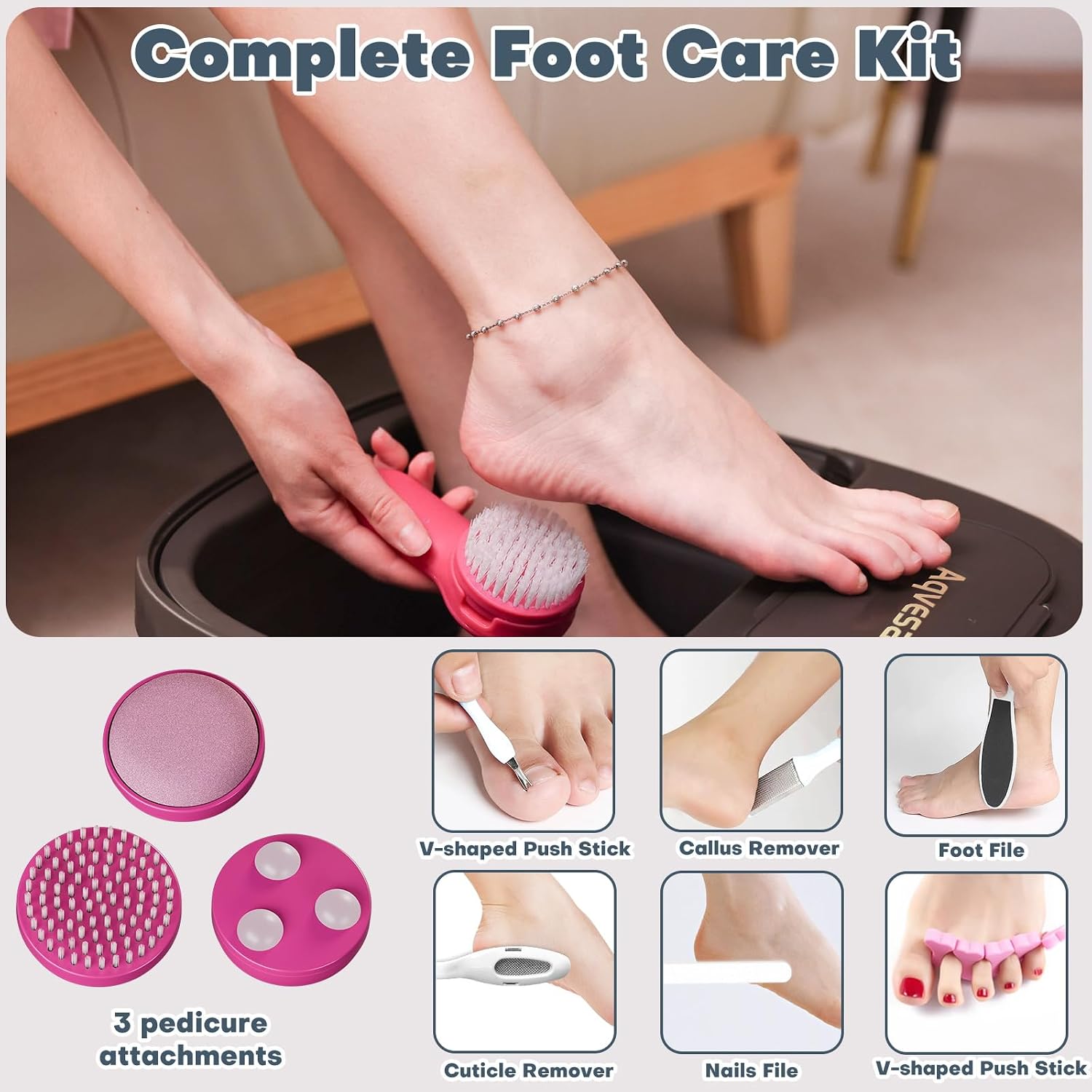 Collapsible Foot Bath, Foot Spa Bath Massager with Heat | Pedicure Foot Spa with Remote, Temp Control, Bubble, 3 Pedicure Attachments, Foot Soaking Tub for Stress Relief - Image 4