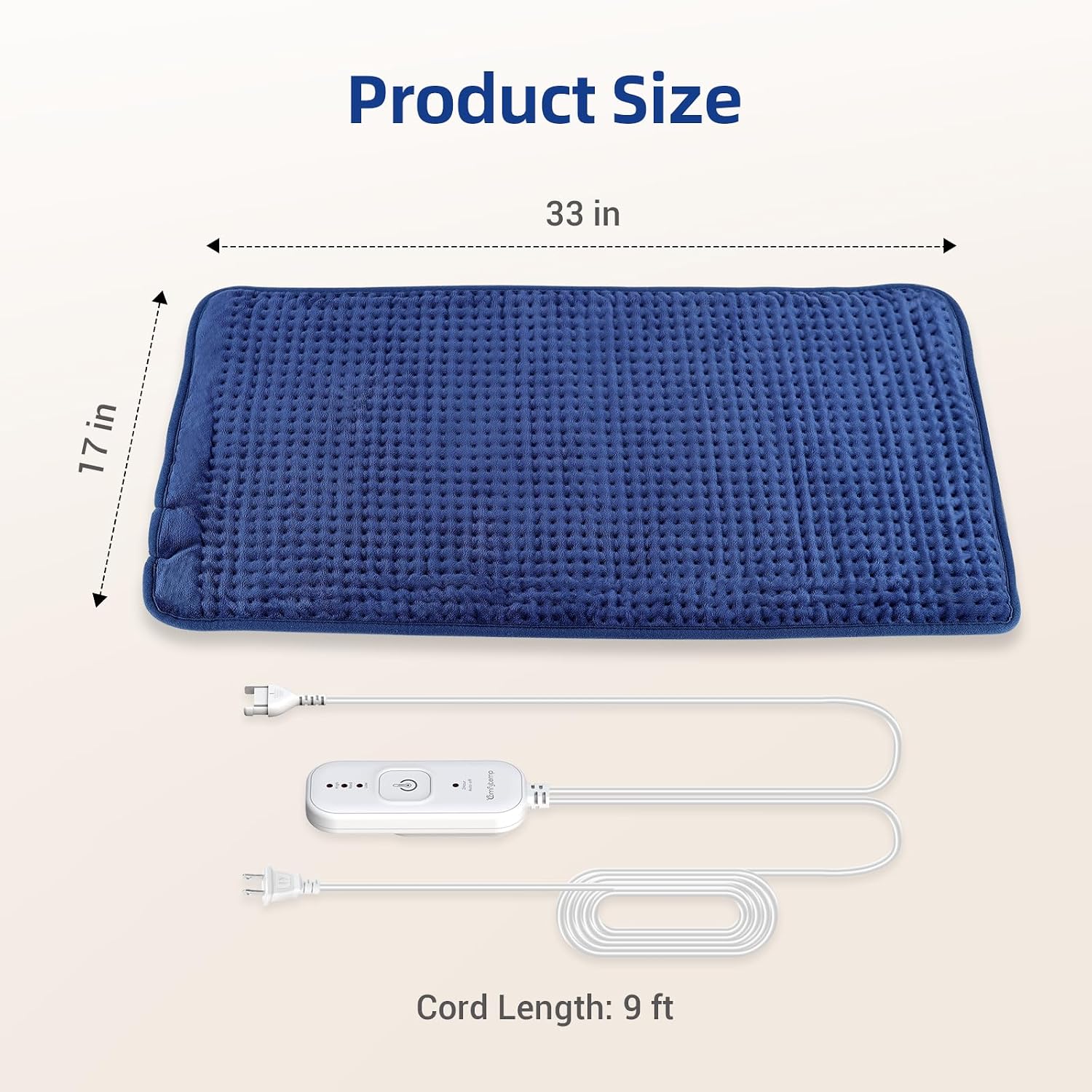Comfytemp Extra Large Heating Pad for Back Period, 33''x 17'' FSA Eligible | HSA Approved King Size Electric Heating Pad, Gifts for Women Men Mom Dad, XL Heated Wraps for Shoulder Neck Knee, Washable - Image 7