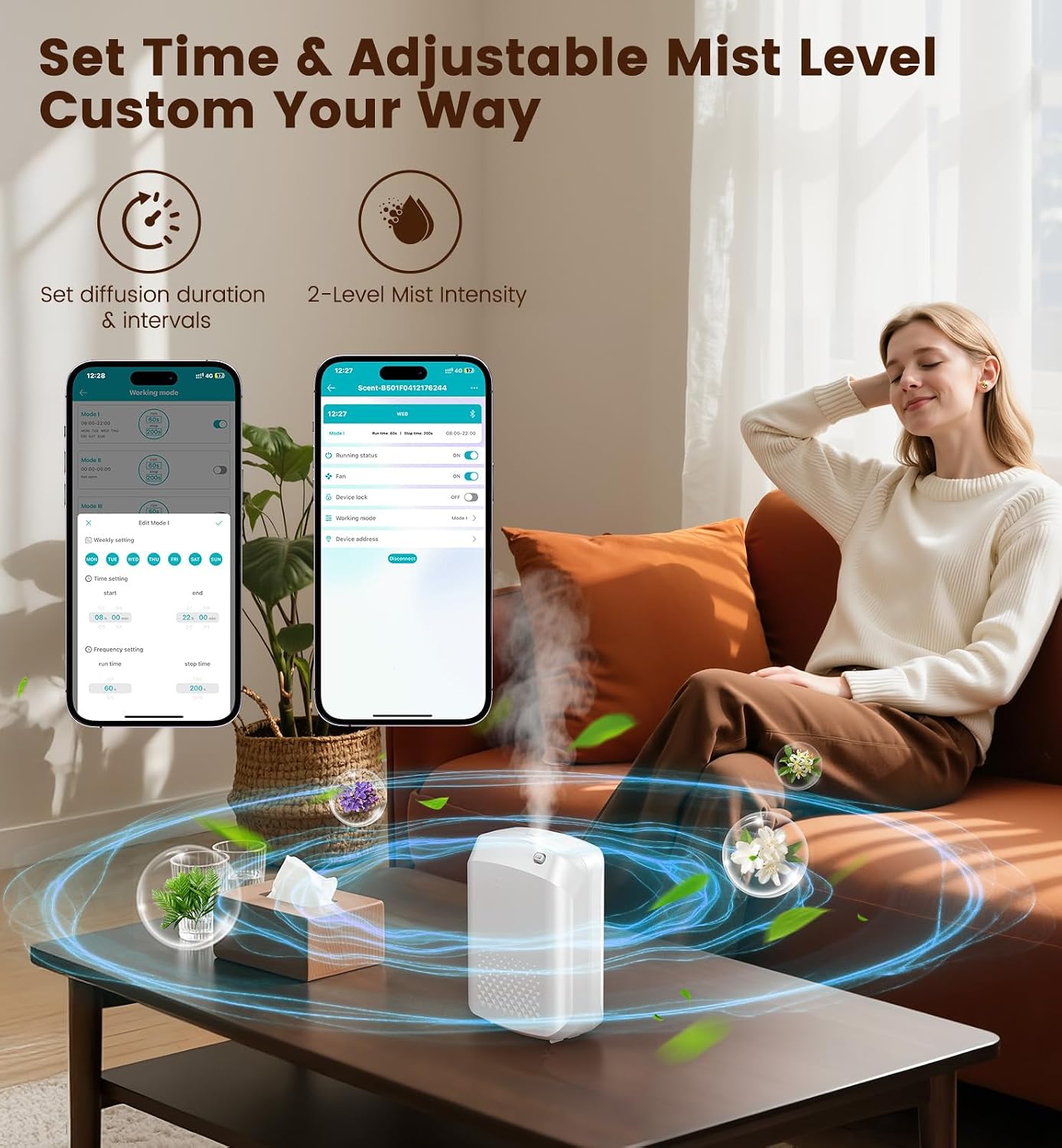 XEITIN Waterless Essential Oil Diffuser 3000 Sq.Ft Whole House Aroma | Lasting Scent for Home Hotel Office Basement, Cold Air Scent Machine, App Control, No-Noise, Pet Friendly, 400ml Capacity - Image 3