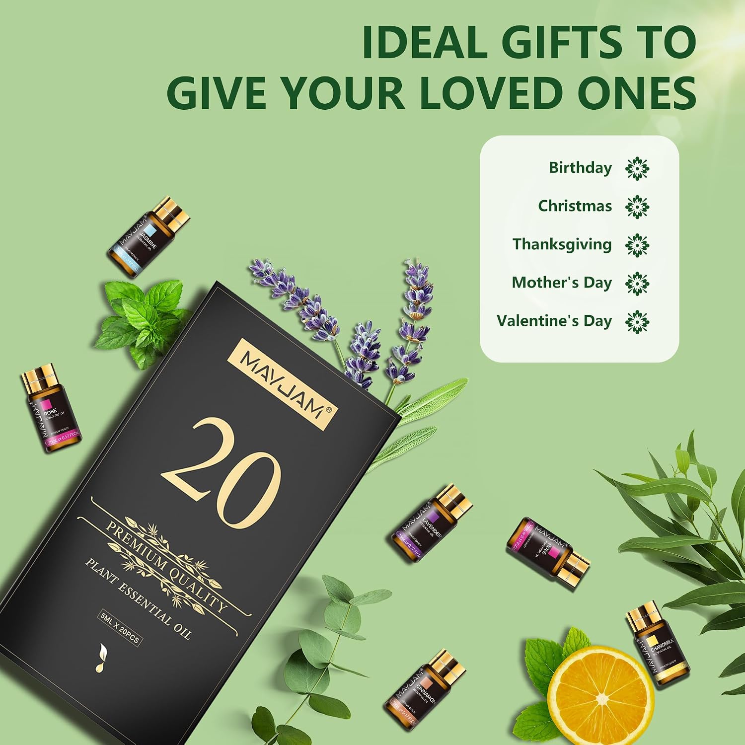MAYJAM Tea Tree 20 Pcs Pure Essential Oil Gift Set, for Diffuser, Humidifiers, Skin Care, Massage, Fragrance Oil Scent for DIY Candle and Soap Making, Gift for Friend (5ML) - Image 7