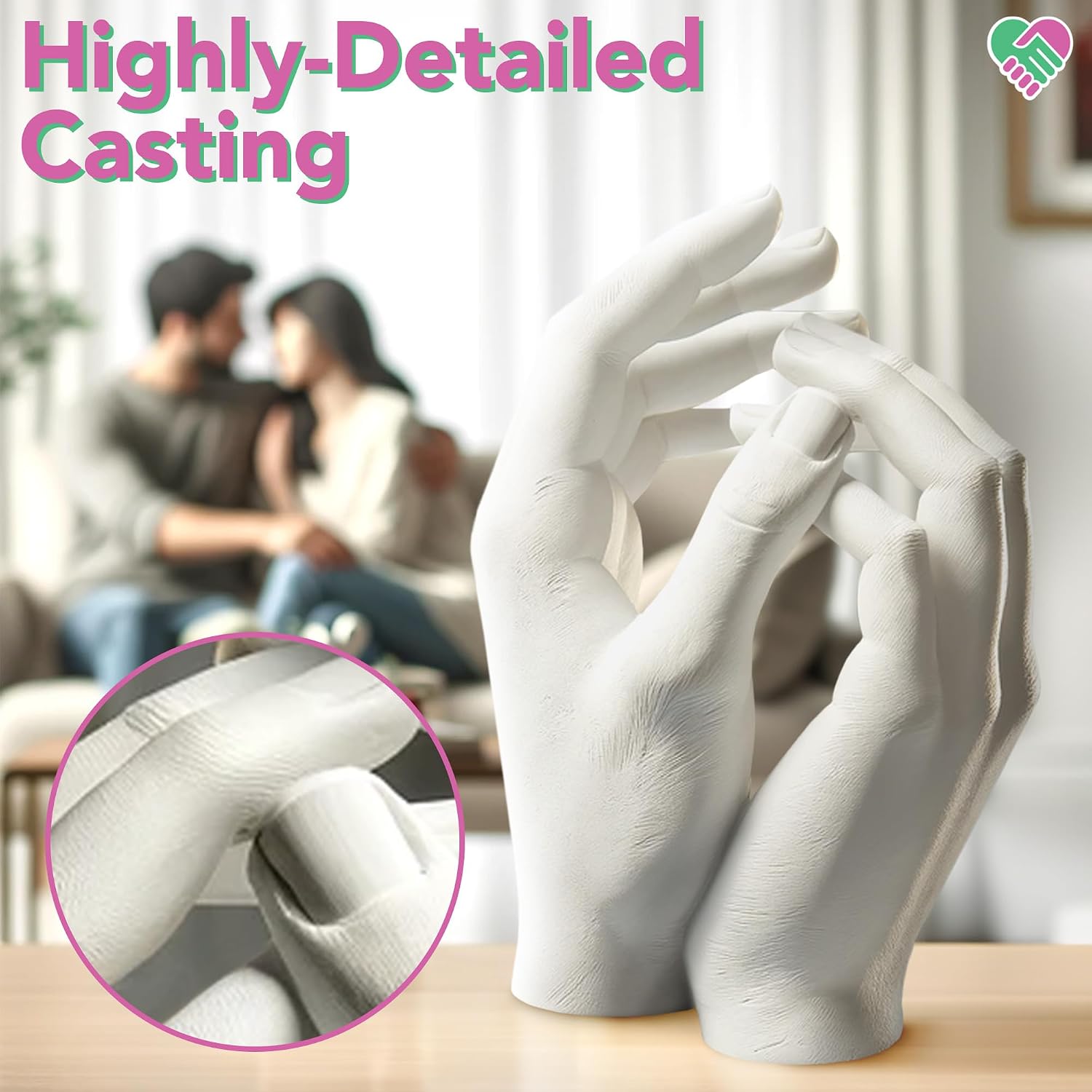 Luna Bean Hand Casting Kit - Couples, Wedding, Hand Mold | Highly detailed, easy to use, fun activity for making memories; gifts for women, special occasions, milestones, and family - Image 5