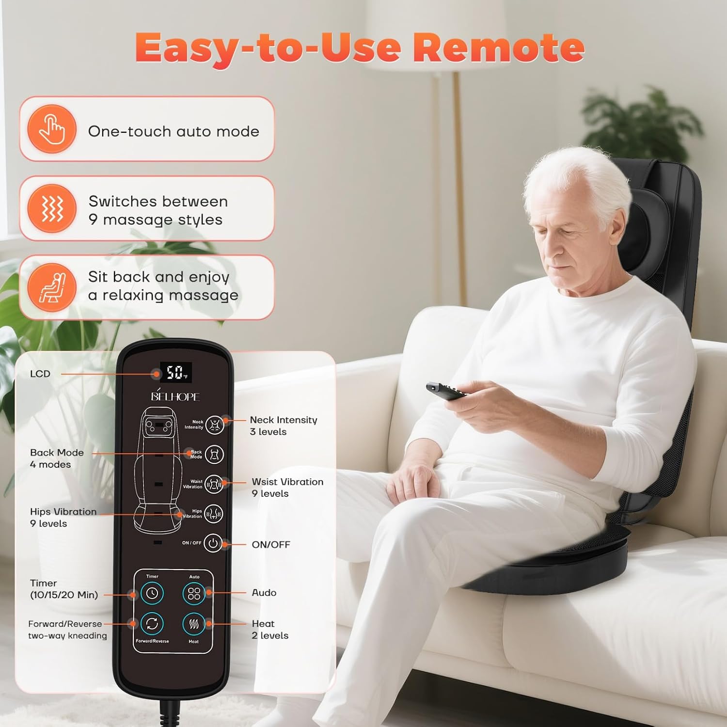 Shiatsu Neck and Back Massager for Pain Relief Deep Tissue, 8D Kneading Massage Chair Pad with Heat, Home Office, Relaxation Gifts for Men Women - Image 7
