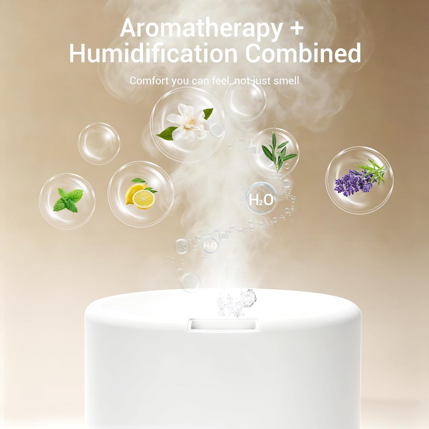 ASAKUKI Essential Oil Diffuser for Home 300 ml Quiet | Automatic Shut-Off, Aromatherapy Diffuser, 7 LED Lights for Living Room, Kitchen, Bedroom, Hotel - Light Brown - Image 2