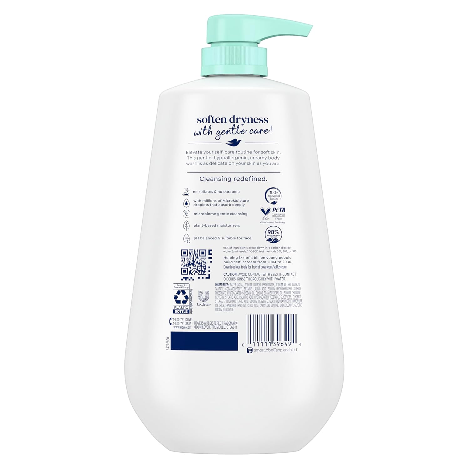 Dove Body Wash Body Wash Sensitive Skin 30.6 oz Pump, Sulfate Free | Hypoallergenic body wash with MicroMoisture technology for 24-hour hydration and soft skin - Image 2