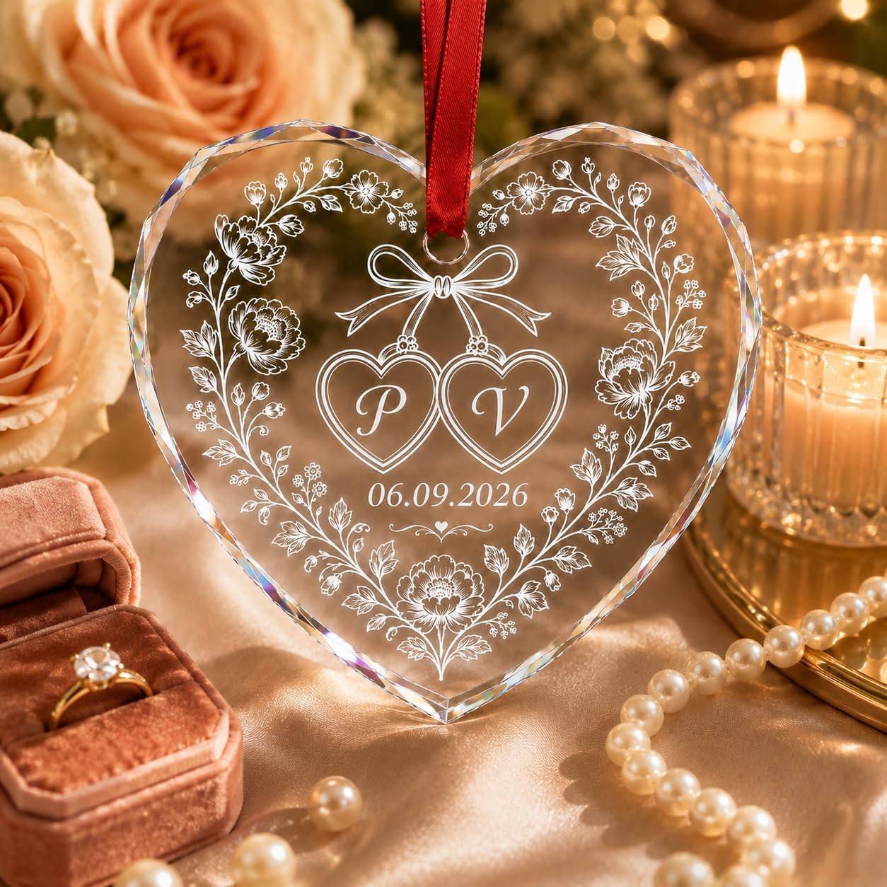 Mr Mrs Ornament - Christmas Wedding Gift for Bride, Groom - Merry & Married Glass Ornament - Our 1st Christmas Mr Mrs Gifts for Newlywed Couple, Husband, Wife - Image 7