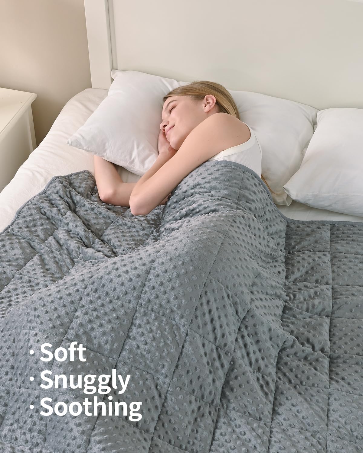 Mr. Sandman Weighted Blanket for Adults, Queen Size 15 lbs, 60 x 80 Inches | Cooling Soft Minky for Hot Sleepers; Machine Washable; Filled with Glass Beads; Heavy Bed Throw for Sleep; Grey - Image 2