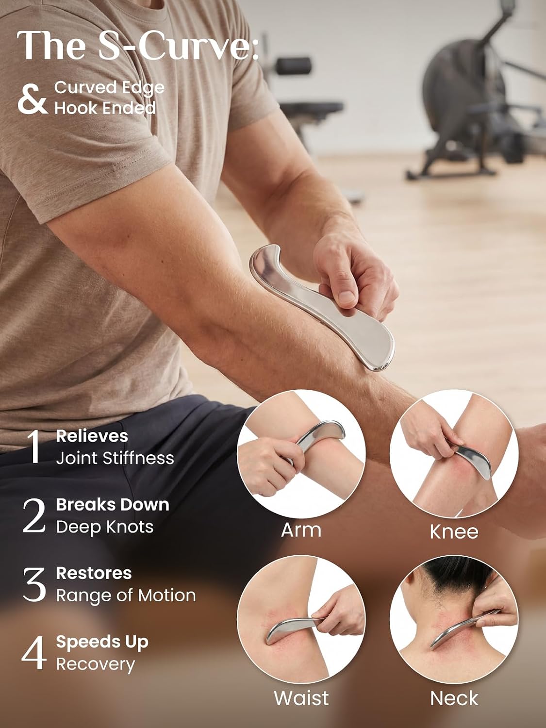 Rena Chris Gua Sha & Muscle Scraper Tool, Stainless Steel Body & Face Gua Sha Set for Deep Tissue Massage & Lymphatic Drainage, Guide & Travel Pouch Included (3-Piece Kit) - Image 4