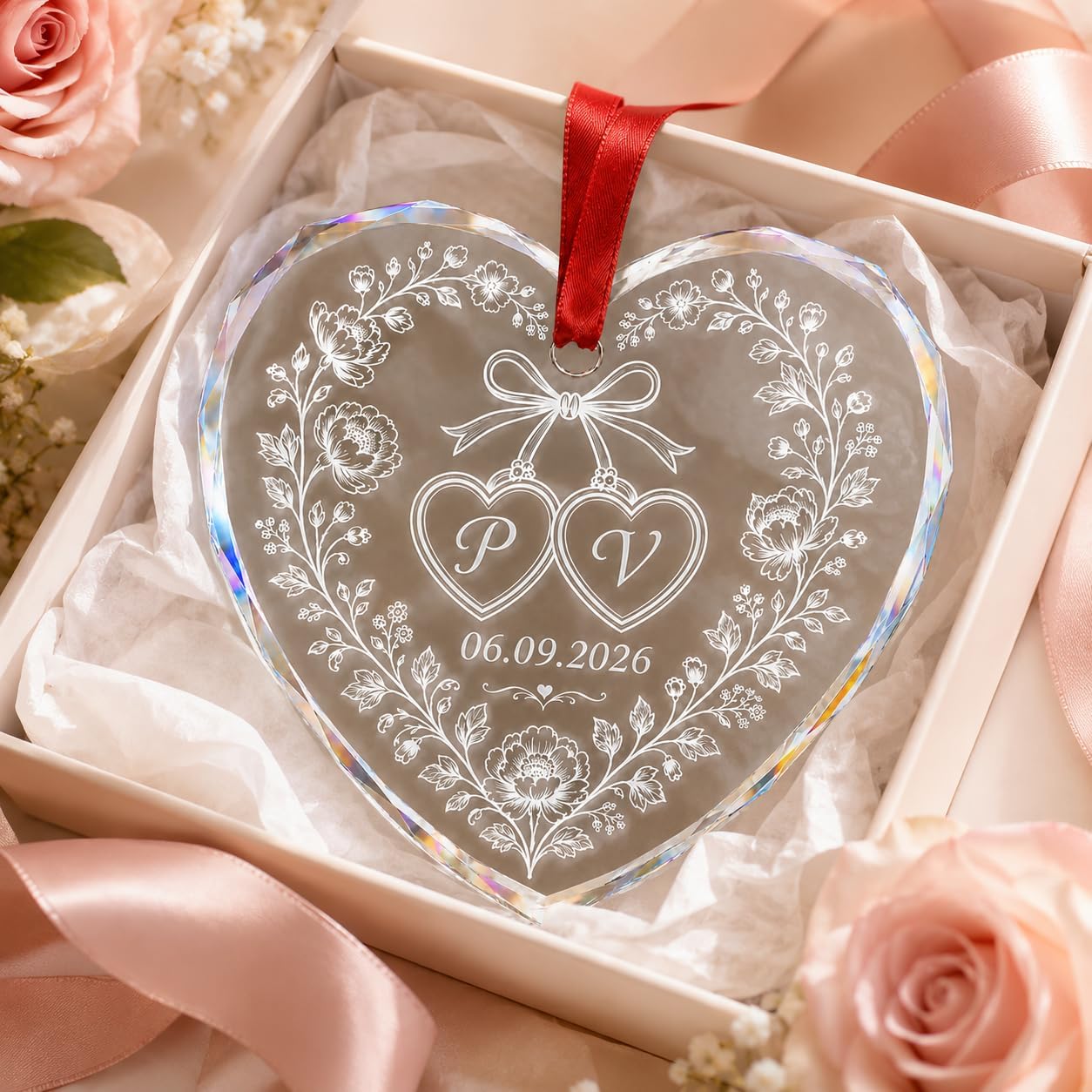 Mr Mrs Ornament - Christmas Wedding Gift for Bride, Groom - Merry & Married Glass Ornament - Our 1st Christmas Mr Mrs Gifts for Newlywed Couple, Husband, Wife - Image 5