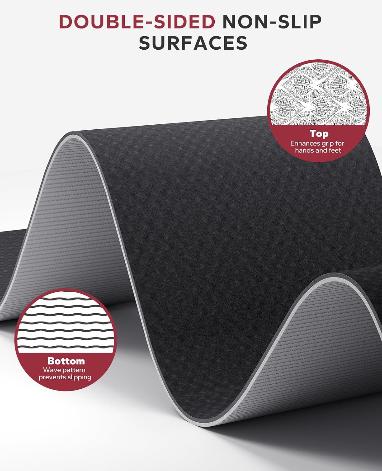 HAPBEAR Large Yoga Mat - 72"x36"x6mm (1/4 inch), Extra Wide Non-Slip Exercise Mat for Home Workout, Yoga, Pilates & Stretching, Durable, Includes Carry Bag - Image 3