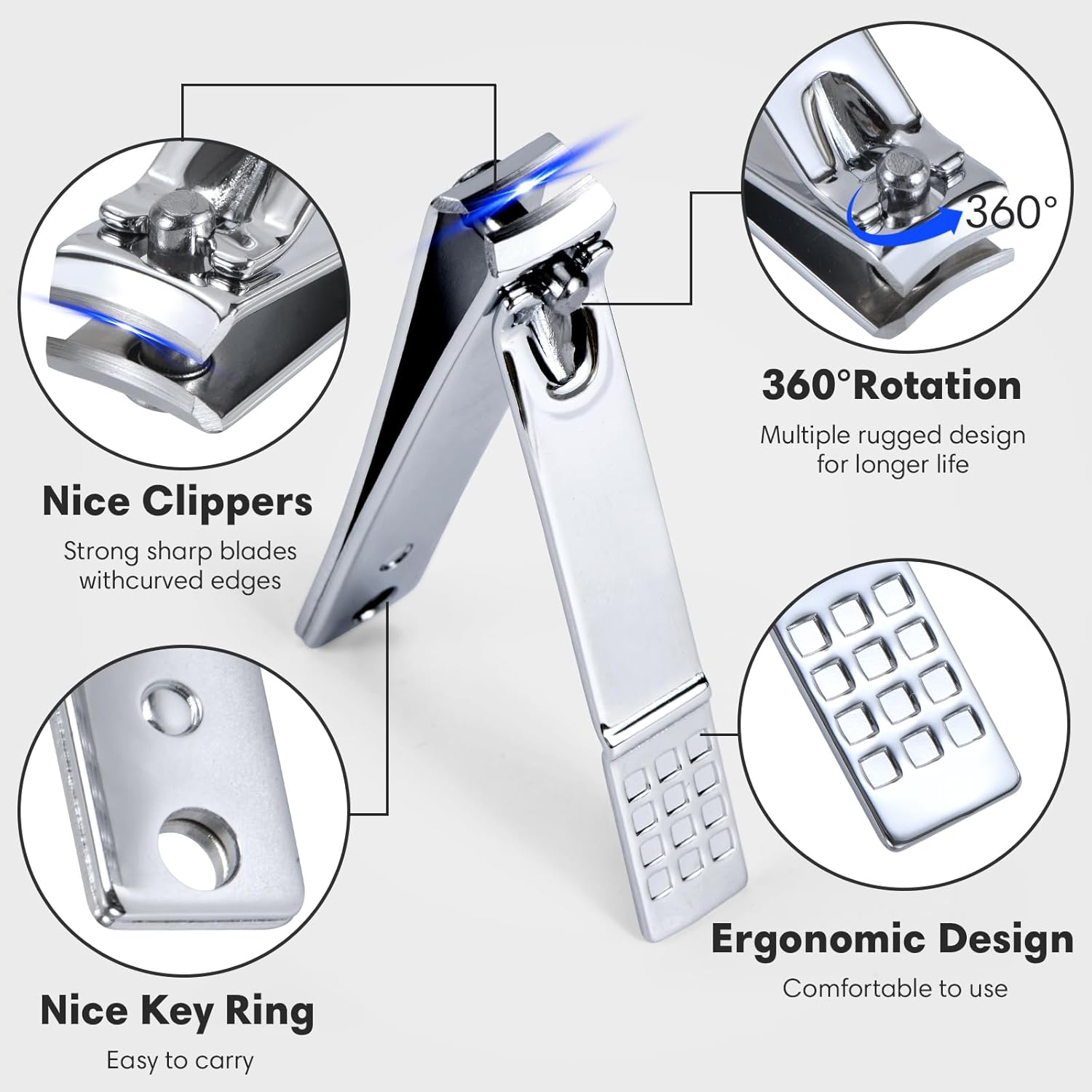 Yougai Manicure Set 18Pcs Stainless Steel Nail Clippers Set with Case Black | Professional Manicure Kit, Fingernail Toenail Cutters for Men & Women, Pedicure Kit Foot Care, Gift for Family & Friends - Image 2