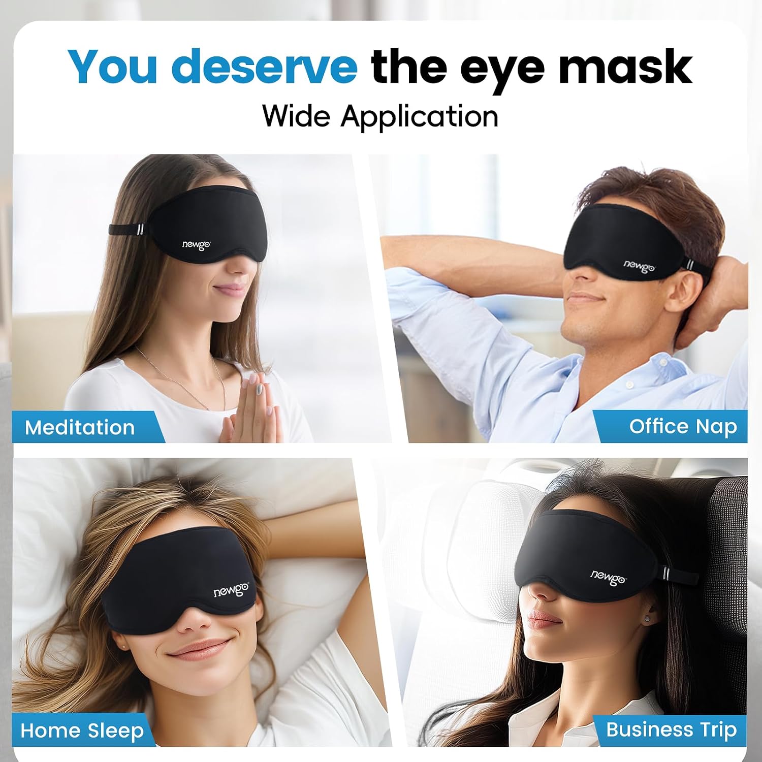 NEWGO 3D Cooling Eye Mask, Weighted Eye Mask for Sleeping, Black | Hot Cold Therapy Blackout Mask for Puffiness, Dark Circles, Headache, Stress Relief, Travel, and Gift - Image 7