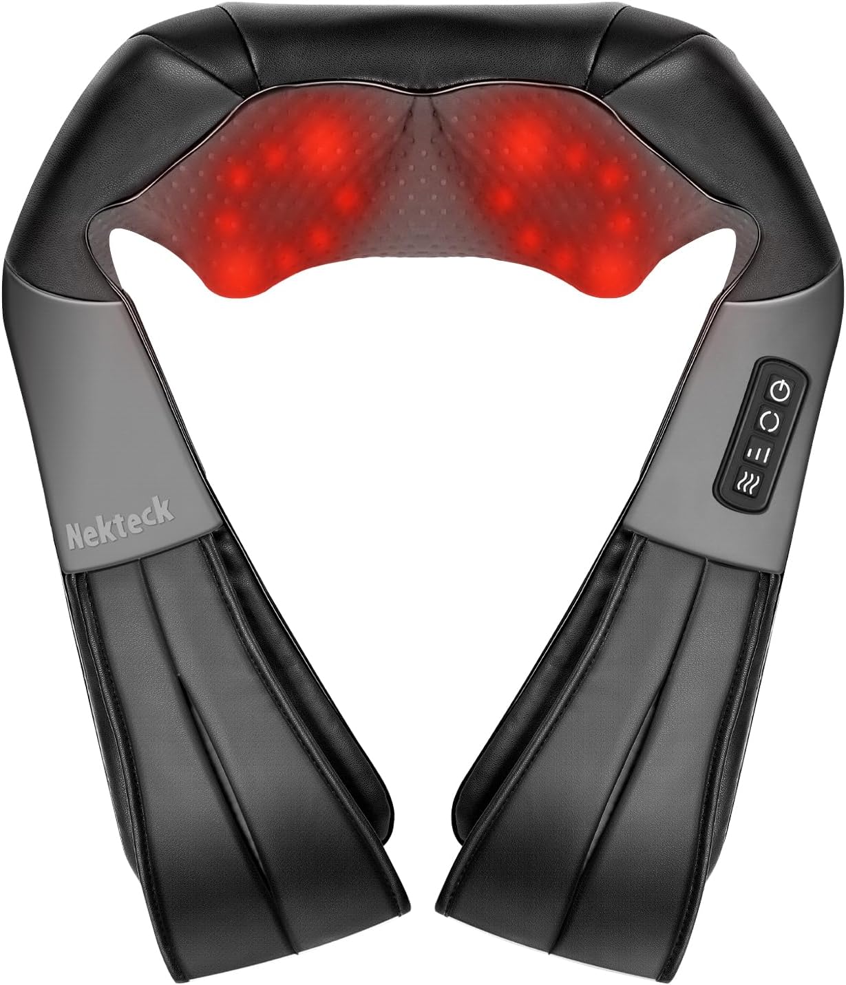 Nekteck Shiatsu Neck Massager with Heat for Pain Relief, NOT Cordless | 2026 Upgraded 3D Back Shoulder Kneading Massage Pillow, 3 Intensity Speeds Deep Tissue, Relaxation Gifts for Men Women, Black