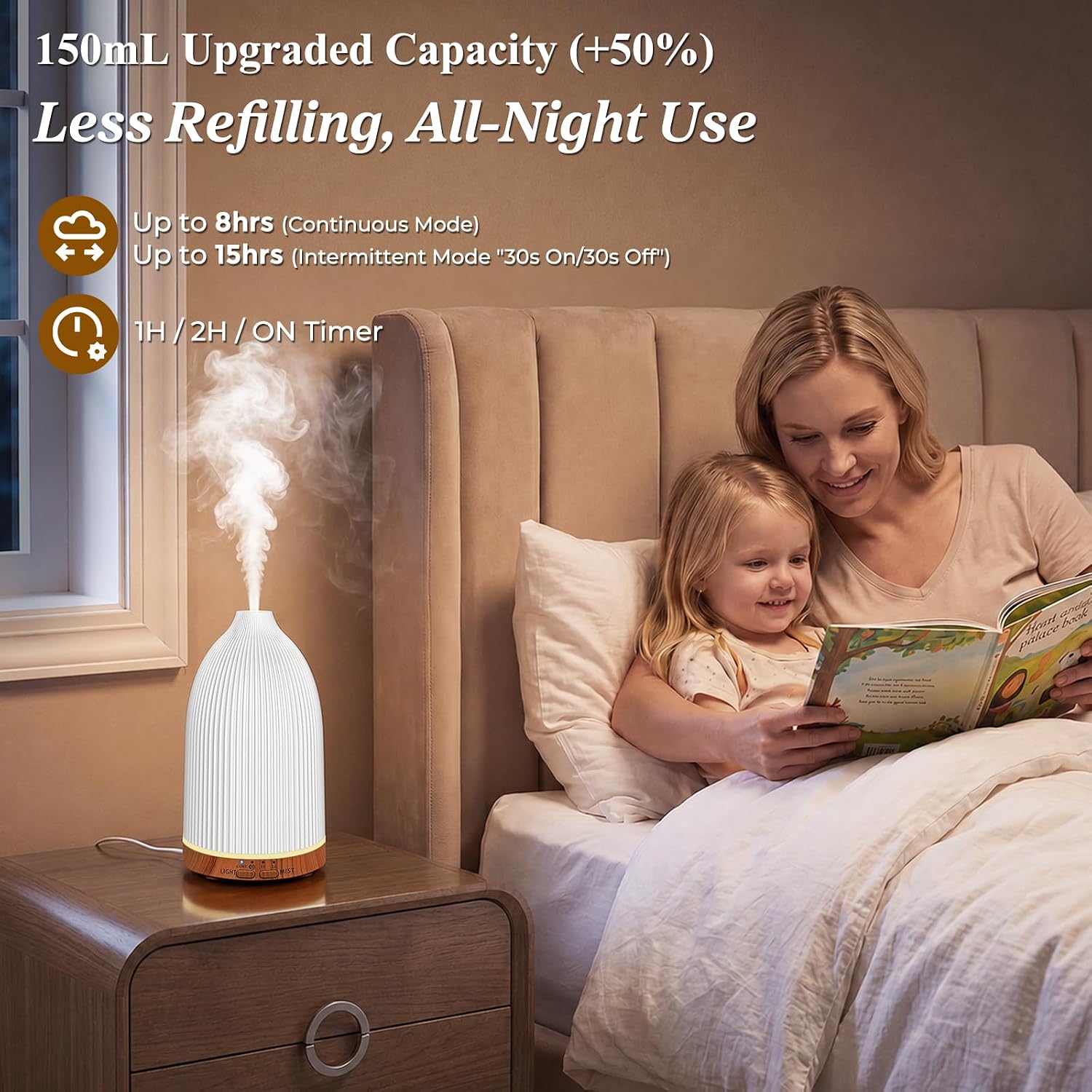URPOWER 150mL Essential Oil Diffusers for Home Aromatherapy Diffuser | With 7 Color Changing Lights, Timer & Auto Shut-Off Scent Diffuser for Bedroom, Office, Yoga and Everyday Home Use - Image 2