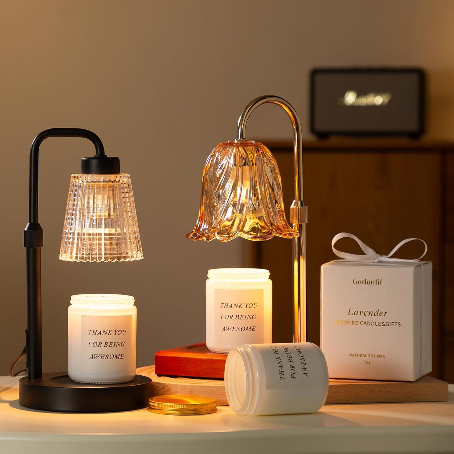 GODONLIF Candle Warmer Lamp with Timer, Birthday Gifts for Women Home Decor | 24h Cycle Timer Dimmable Wax Melt Warmer with 2 Bulbs, Fall Decor for Home Living Room Halloween Decorations Gifts for Mom - Image 9