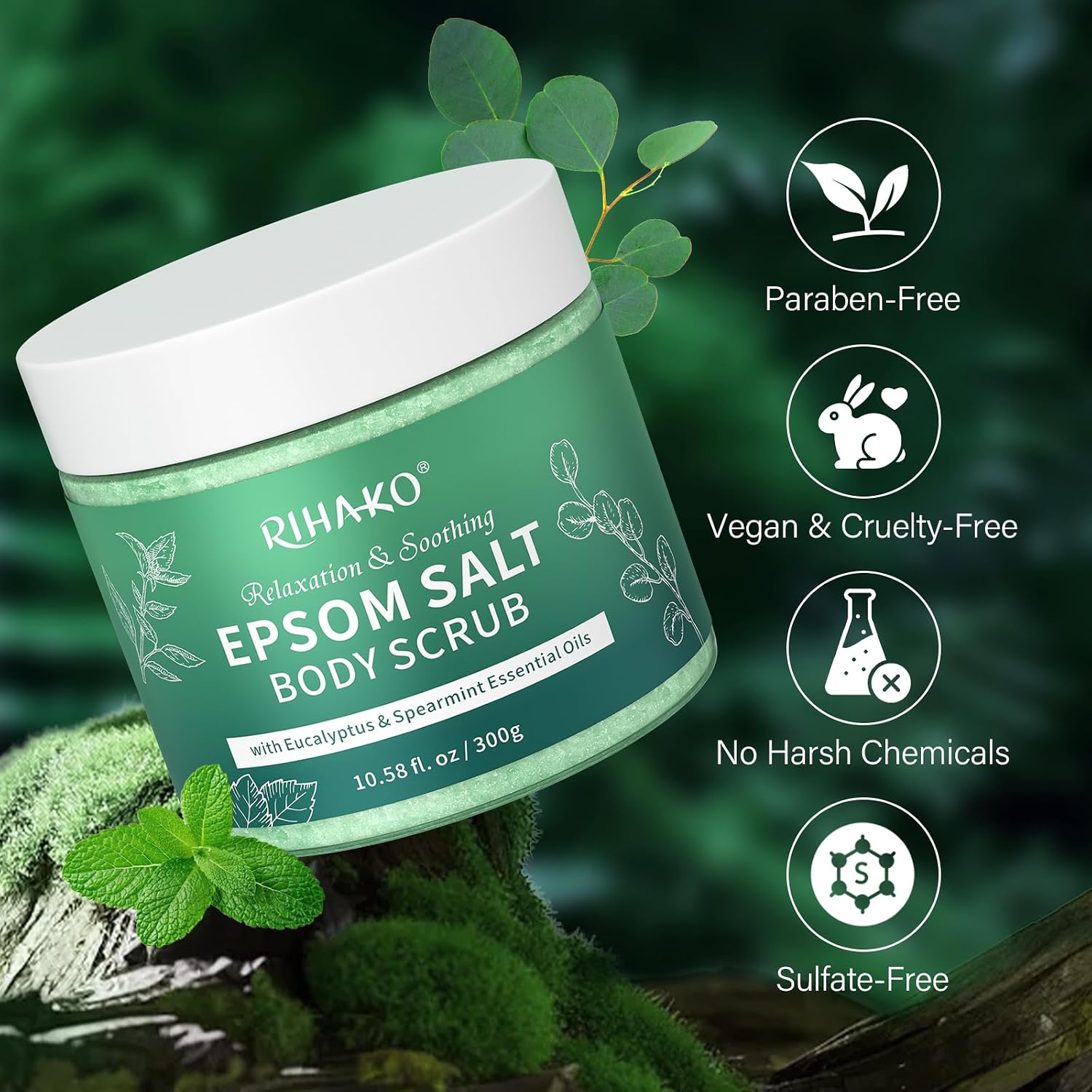 Eucalyptus Epsom Salt Body Scrub,Exfoliating detox body scrub,Relax & Relief with Eucalyptus & Spearmint Essential Oils, Deeply Nourishes for Smooth, Radiant Skin–Valentine’s Day Gift for Her/Him - Image 9