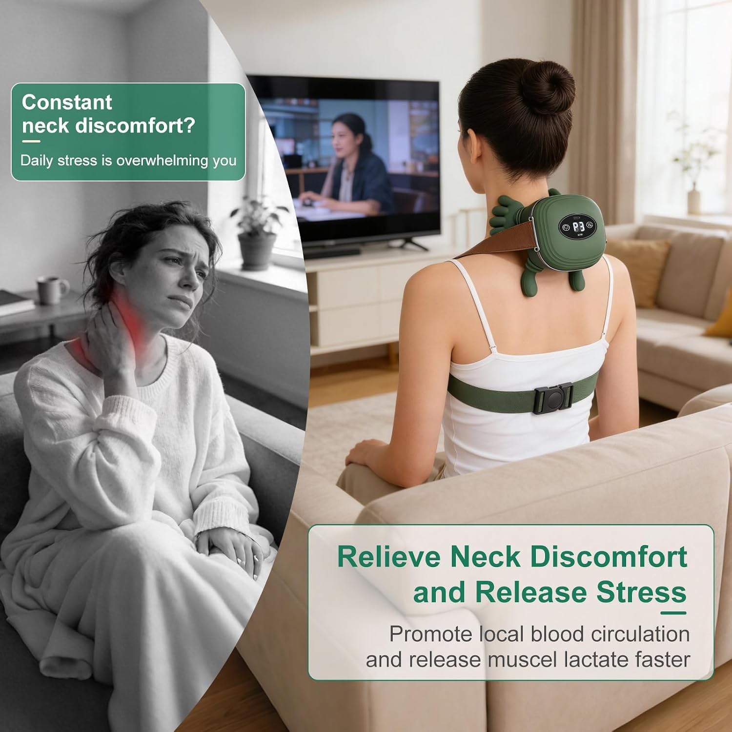 Human-Like Neck Massager with Heat for Pain Relief Deep Tissue, Cordless 4D Kneading Neck and Shoulder Massager with Bionic Fingers Massage and Screen, Ideal Gifts for Women Men - Image 6