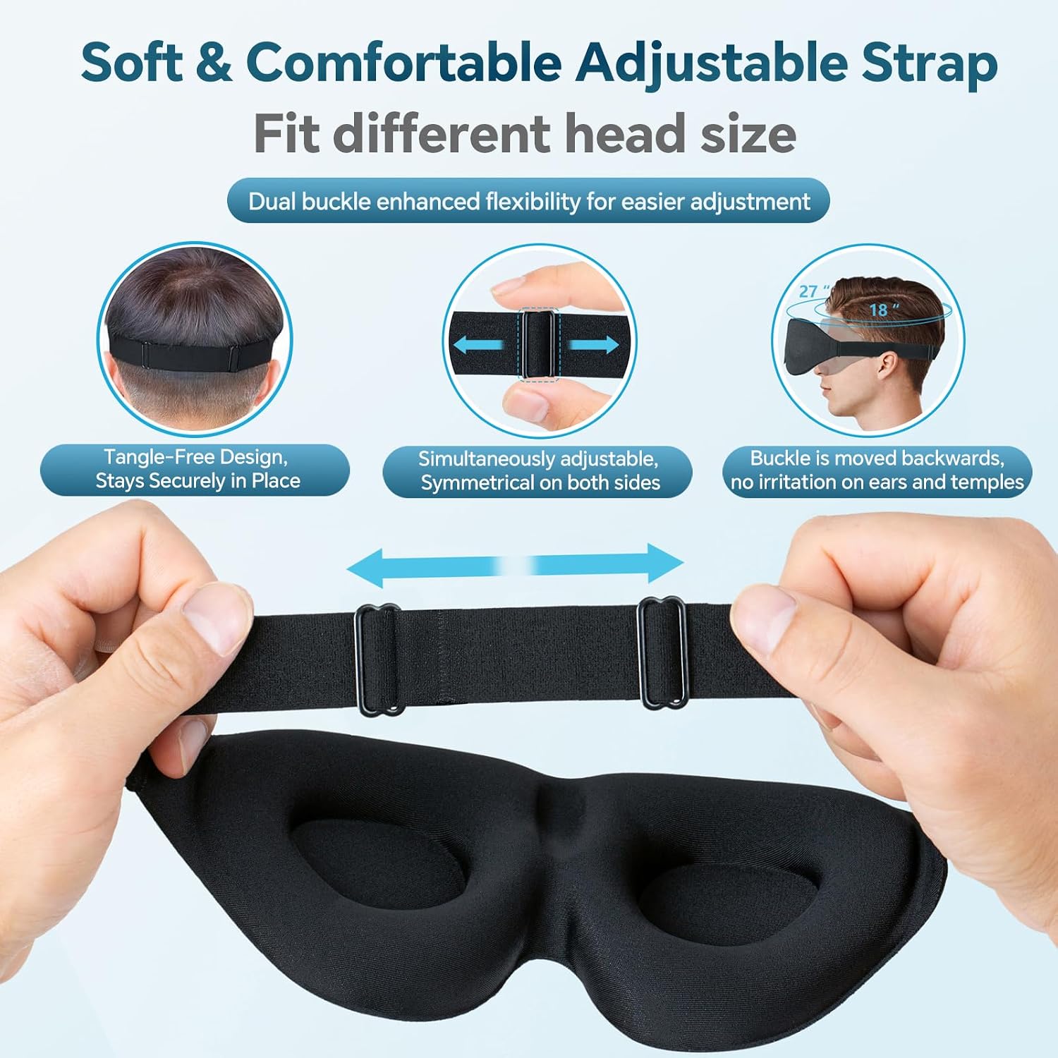 ZGGCD Sleep Mask for Side Sleeper, Light Blocking Eye Mask for Women Men | 3D Contoured Night Blindfold, Luxury Sleeping Eye Cover, Adjustable Strap, Eyeshade for Travel Nap, Flight Essentials, Black - Image 6