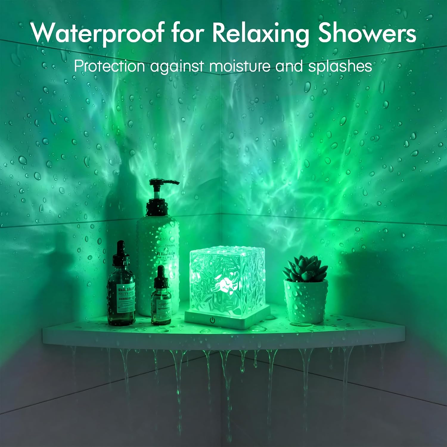 Waterproof Shower Light, Rechargeable Shower Lamp with 16 Color Changeable | Wireless Bathroom Lamp Mood Lighting with Touch & Remote Control, LED Ocean Wave Projector Light for Inside Shower, Bedroom - Image 3