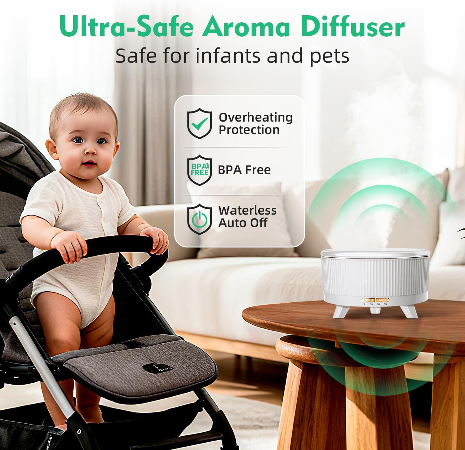 20-Hour Long-Lasting Aromatherapy, 500ML Essential Oil Diffuser | Ultrasonic Cool Mist Humidifier with Remote Control, 7 Color Lights, Timer, Auto-Off for Home/Bedroom/Yoga (Minimalist White) - Image 8