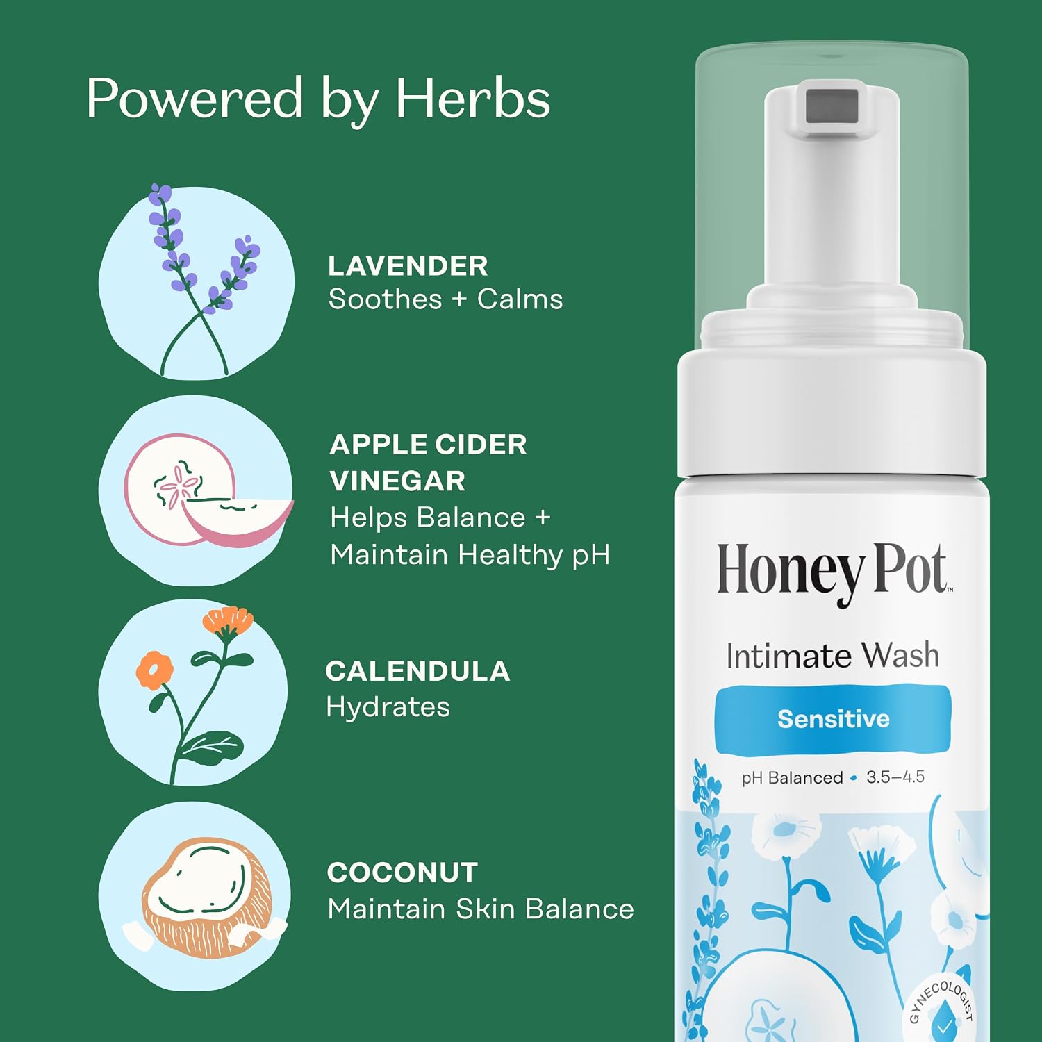 The Honey Pot Company - Feminine Wash - Sensitive - pH Balanced | Herbal Infused Plant-Based Feminine Care for Sensitive Skin - Daily Intimate Cleanser for Women - 5.51 Fl Oz - Image 3