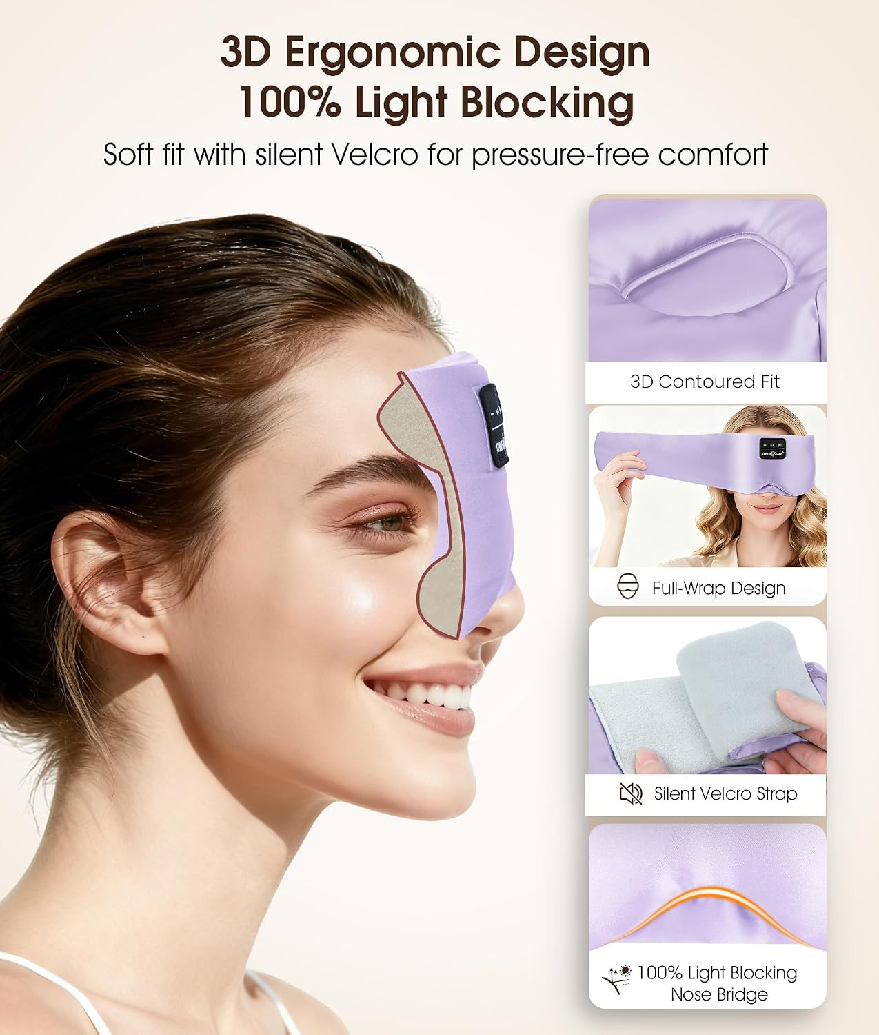 MUSICOZY 3D Mulberry Silk Sleep Mask Bluetooth 5.4 Headphones Full Coverage | Luxury Silk Eye Mask with Blackout Design Ultra Thin Speakers, Side Sleeper Comfort for Travel Relaxation Gifts for Men Women - Image 5