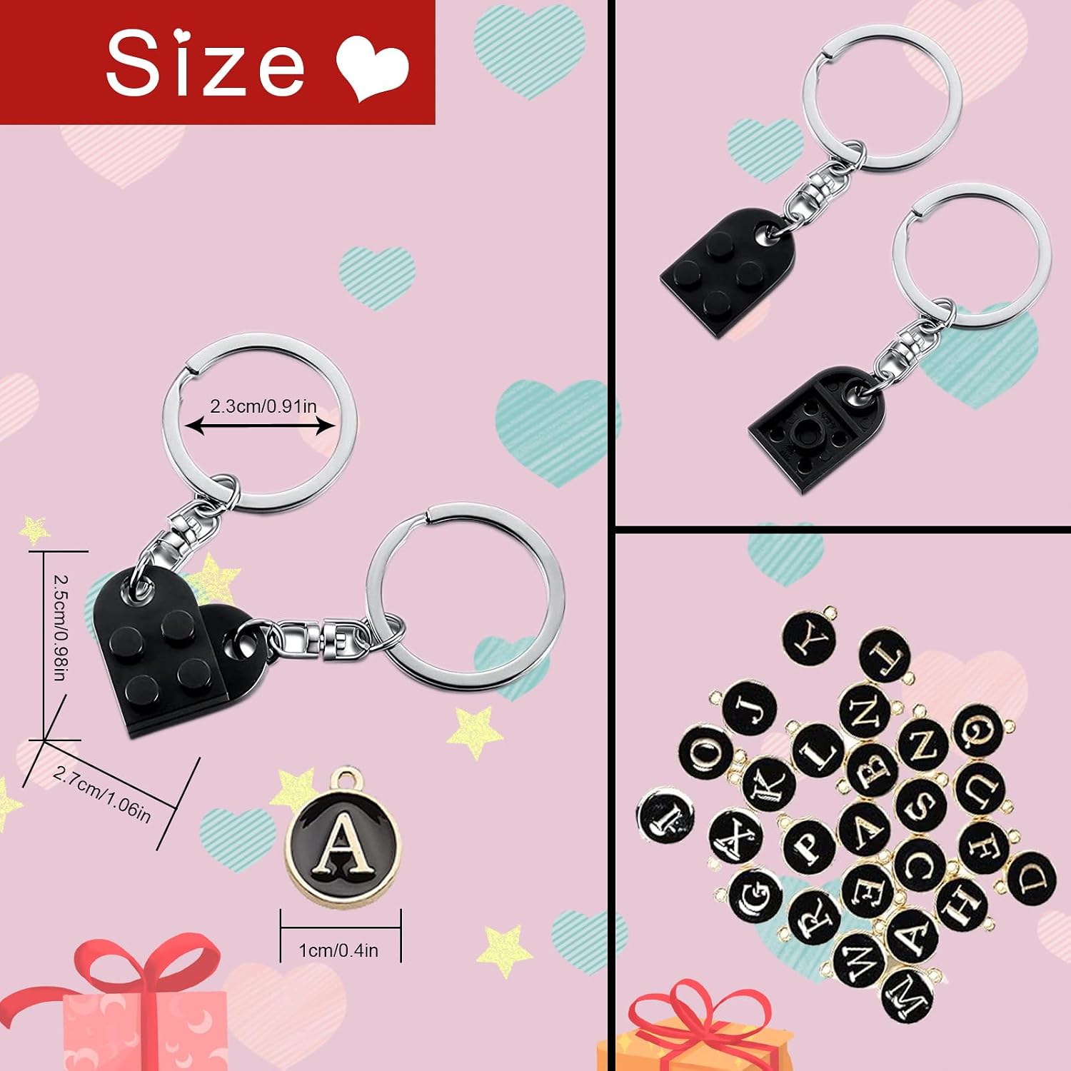 Smilelife Personalized Brick Matching Heart Keychains - Valentine's Gifts for Mom, Dad, Couple, Boyfriend, Girlfriend, Lovers - Image 5
