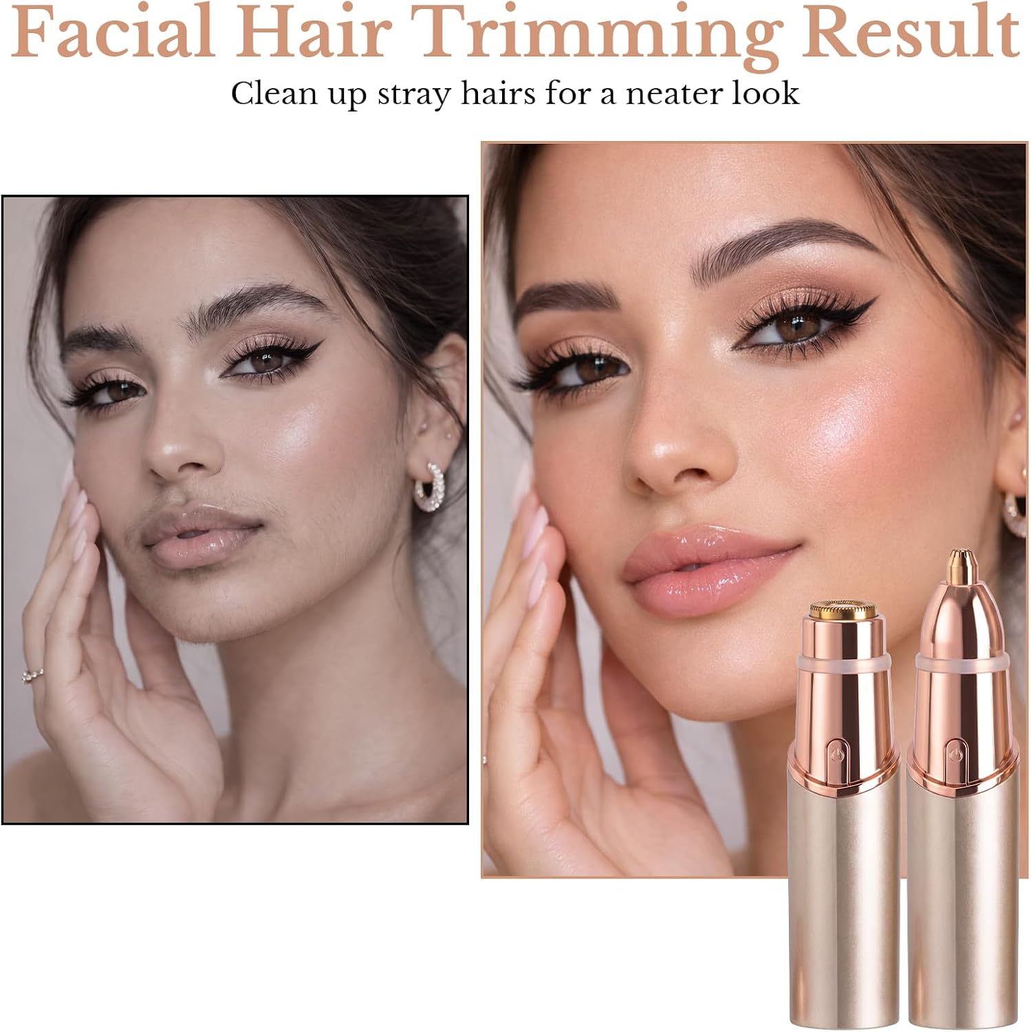 Facial Hair Removal for Women,2 in 1 Face Epilator and Eyebrow Trimmer | 2026 New Rechargeable Face Hair Remover,Facial Razor with Built in LED Light for Eyebrows, Upper Lip, Chin, Fine Facial Hair - Image 4