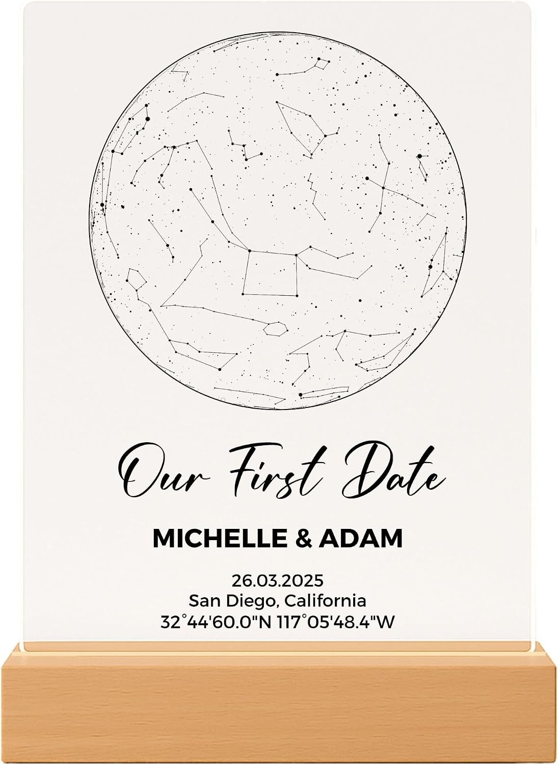 Custom Star Map by Date - Personalized Constellation Map Night Light Wedding Date Night Anniversary Couple Gifts for Him Custom StarChart, Valentines Day