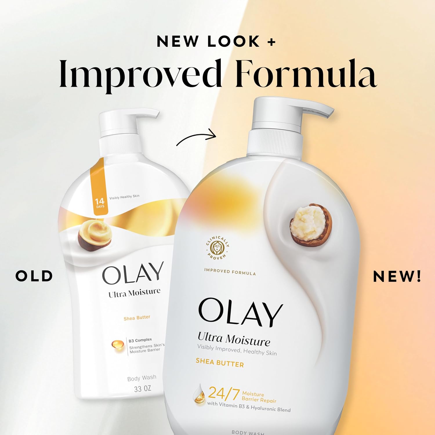 Olay Body Wash for Women, Ultra Moisture, 24/7 Moisture Barrier Repair, Hydrating Formula for Visibly Healthy Soft Skin, Vitamin B3 & Hyaluronic Blend, For All Skin Types, Shea Butter Scent, 35 fl oz - Image 8