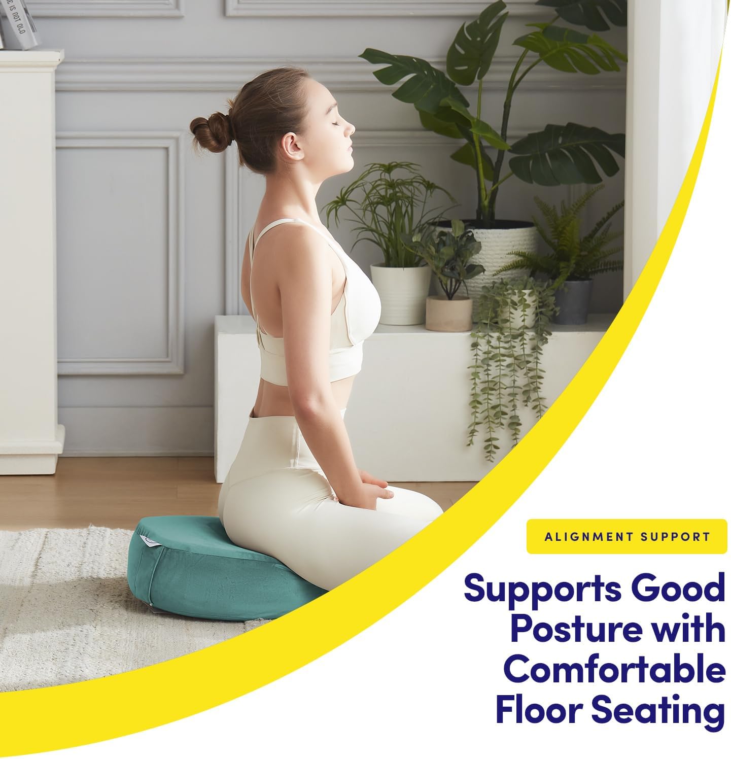 Meditation Cushion Bolster Pillow for Restorative Yoga – Supportive Cushion for Meditation, Pilates, and Relaxation – Filled with Buckwheat Hulls - Removable Cover - Image 2
