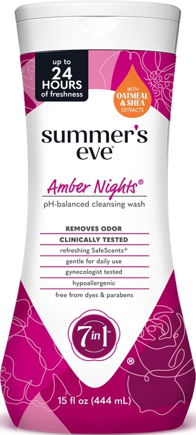 Summer's Eve Amber Nights with Oat and Shea Extracts, Daily Refreshing All Over Feminine Body Wash, Removes Odor, Feminine Wash pH Balanced, 15 fl oz
