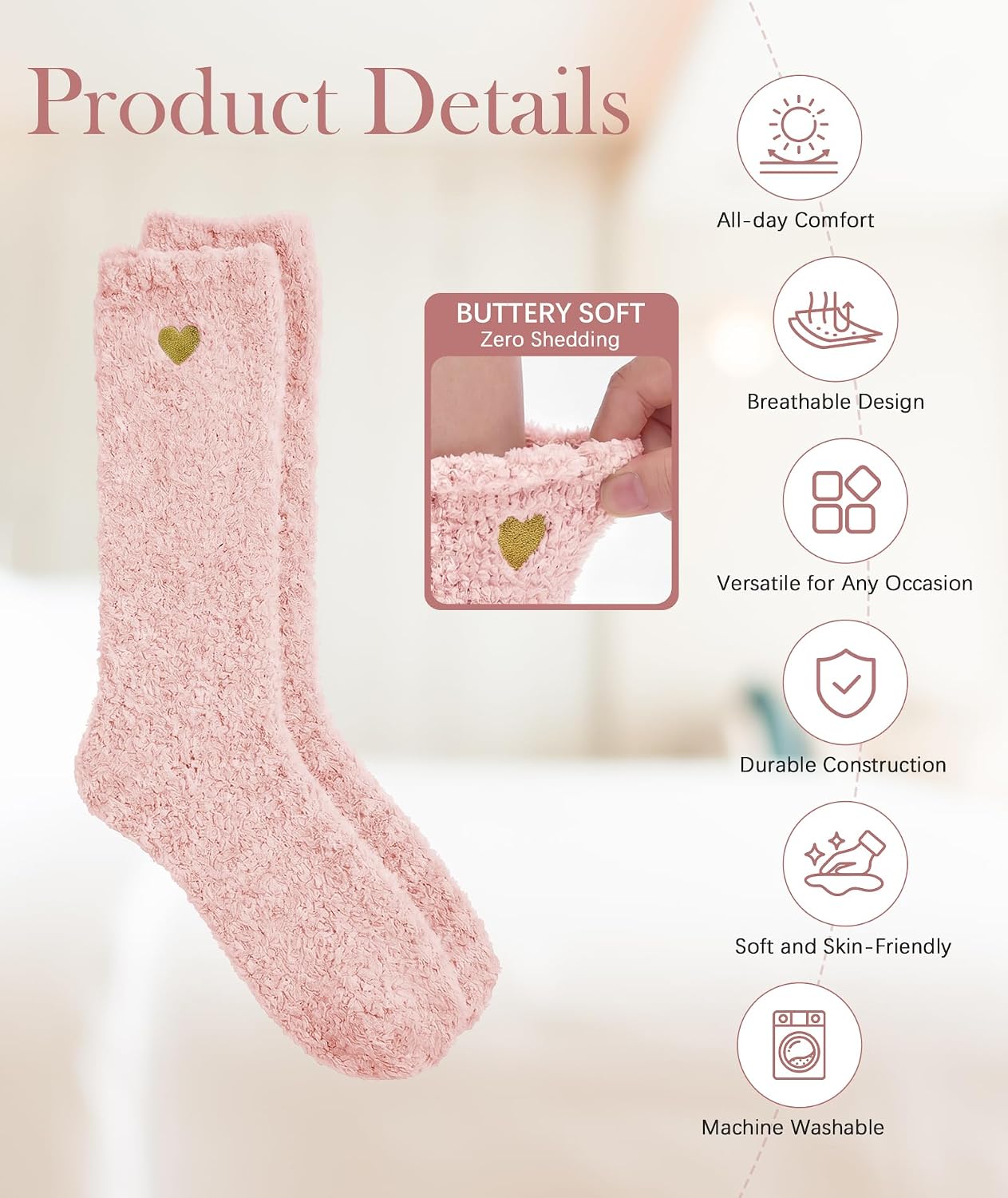 Fuzzy Socks for Women in Gift Box,Gifts for Women with Thinking of You Wrap | Ready to gift no extra wrapping; Gifts for women/ mom/ friend/ bridesmaid/ teacher/ self care/ get well/ sympathy/ postpartum - Image 5