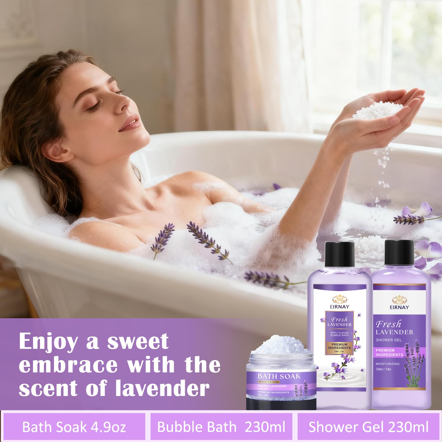 Gift for Women, Spa Gift Baskets for Women - 17pcs Lavender Sets with Body Lotion, Bubble Bath, Relaxing Bath Sets, Birthday Christmas Gifts for Her, Spa Kit for Mom Wife Sister Friend - Image 5