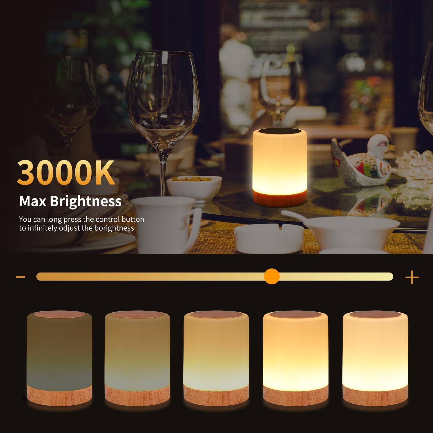 OORUN Touch Bedside Table Lamp,13 RGB Colors & 5 Brightness, USB Rechargeable Desk Lamp, Remote Control Dimmable Night Light with RGB Color Changing,Portable Lamp for Baby, Bedroom, Living Room - Image 4