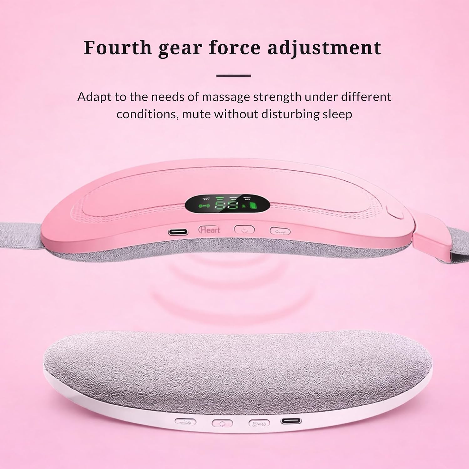 Heating Pad for Period Cramps, Portable Menstrual Heating Pad - White | Cordless Pink heating belt with 4 heat levels, 4 massage modes & rechargeable design for period pain relief - Image 9