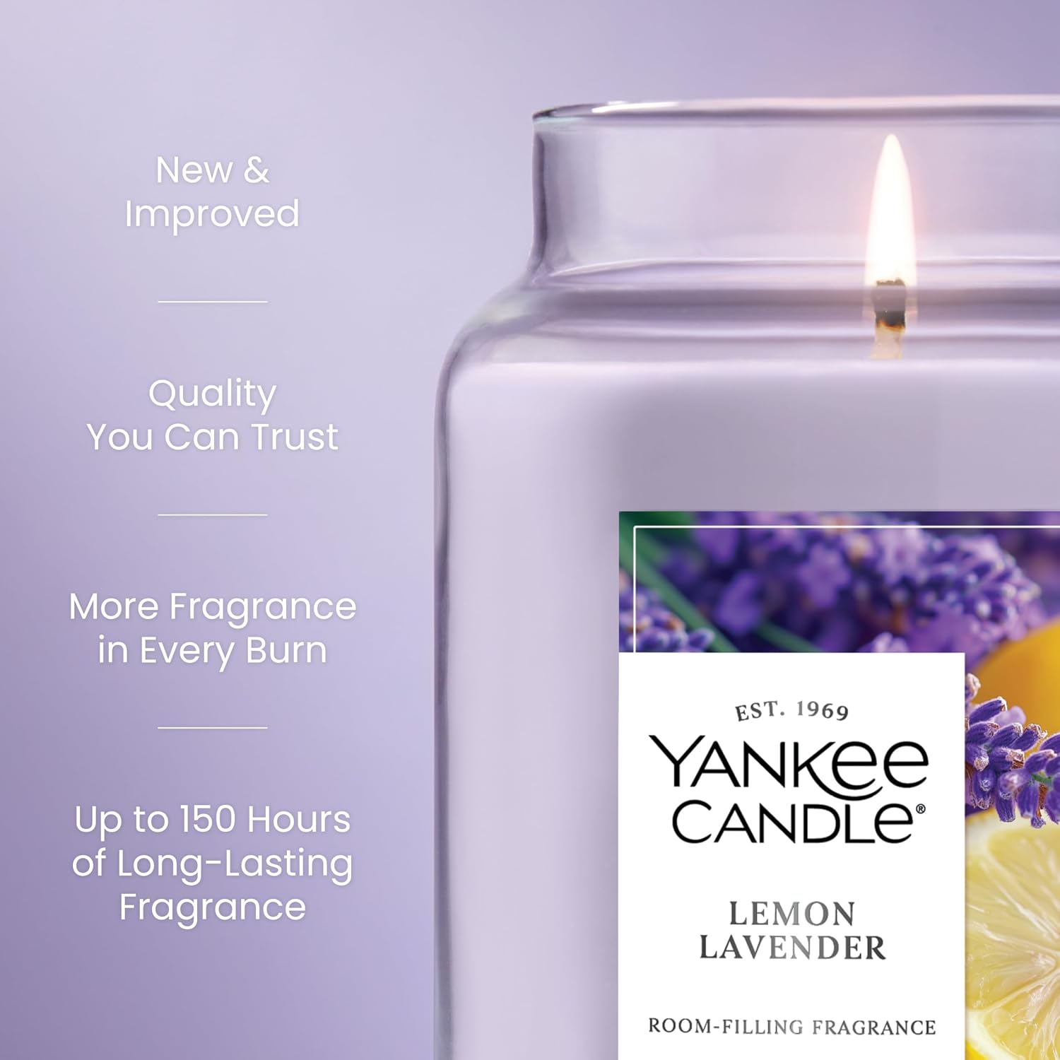 Yankee Candle Lemon Lavender Scented Candle, 22oz Large Jar with up to 150 Hour Burn Time, Giftable, Birthdays - Image 3