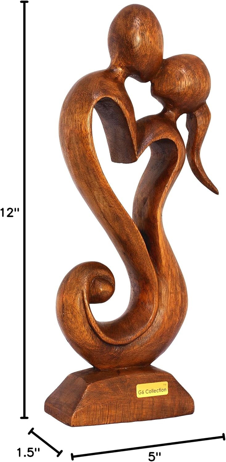 G6 COLLECTION 12" Wooden Handmade Abstract Sculpture Statue Handcrafted - Eternal Love - Gift Art Decorative Home Decor Figurine Accent Decoration Artwork Hand Carved - Image 5