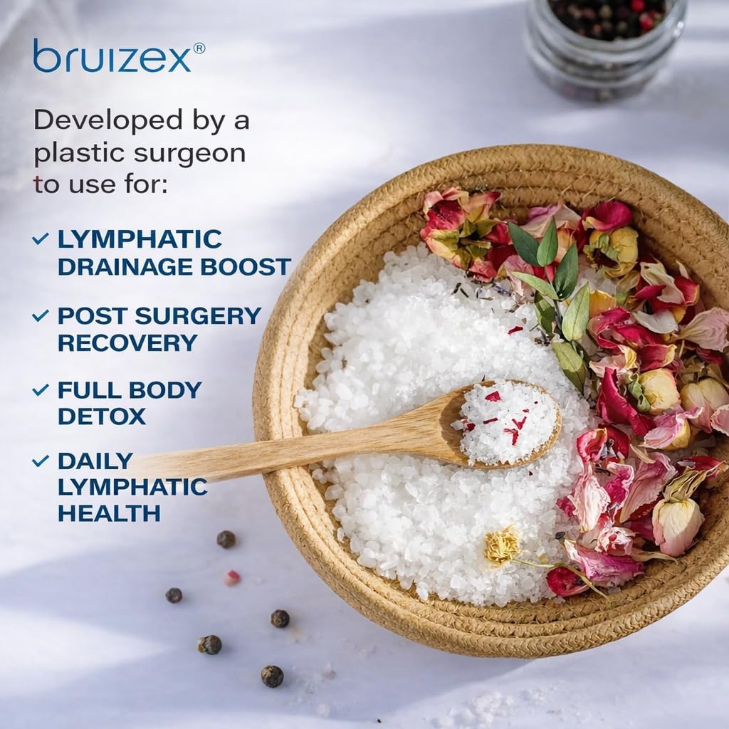 Bruizex Arnica Montana Bath Salts, Epsom Salt Bath Soak with Magnesium, 1lb | Infused with six essential oils; for lymphatic drainage, body detox, foot soaks and post-surgery swelling - Image 2