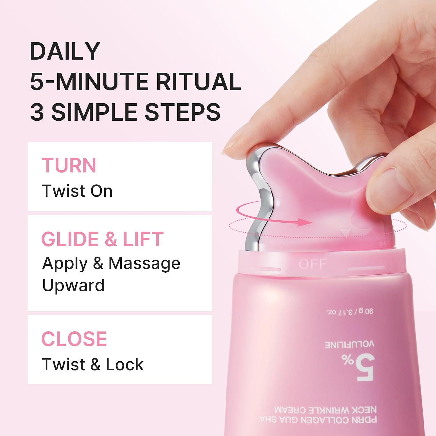 medicube PDRN Collagen Gua Sha Neck Wrinkle Cream - Firming, Contour Care | Built-In Gua Sha Massager with Volufiline 5% - For the Look of Fine Lines, Jawline, Neck, Décolleté, Korean Skincare, 3.17 oz - Image 7