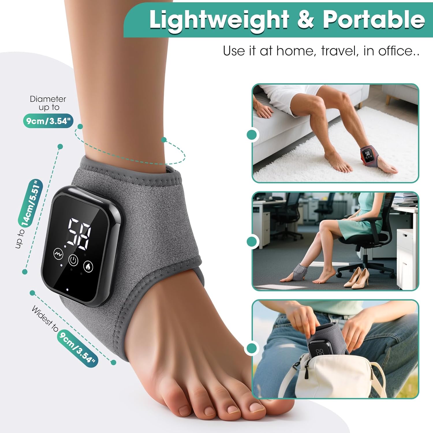 2PCS Foot Massager for Neuropathy and Plantar Fasciitis, Cordless Foot and Ankle Massager for Heel, Arch & Ankle Relief, Portable for Home Travel Use - Image 4
