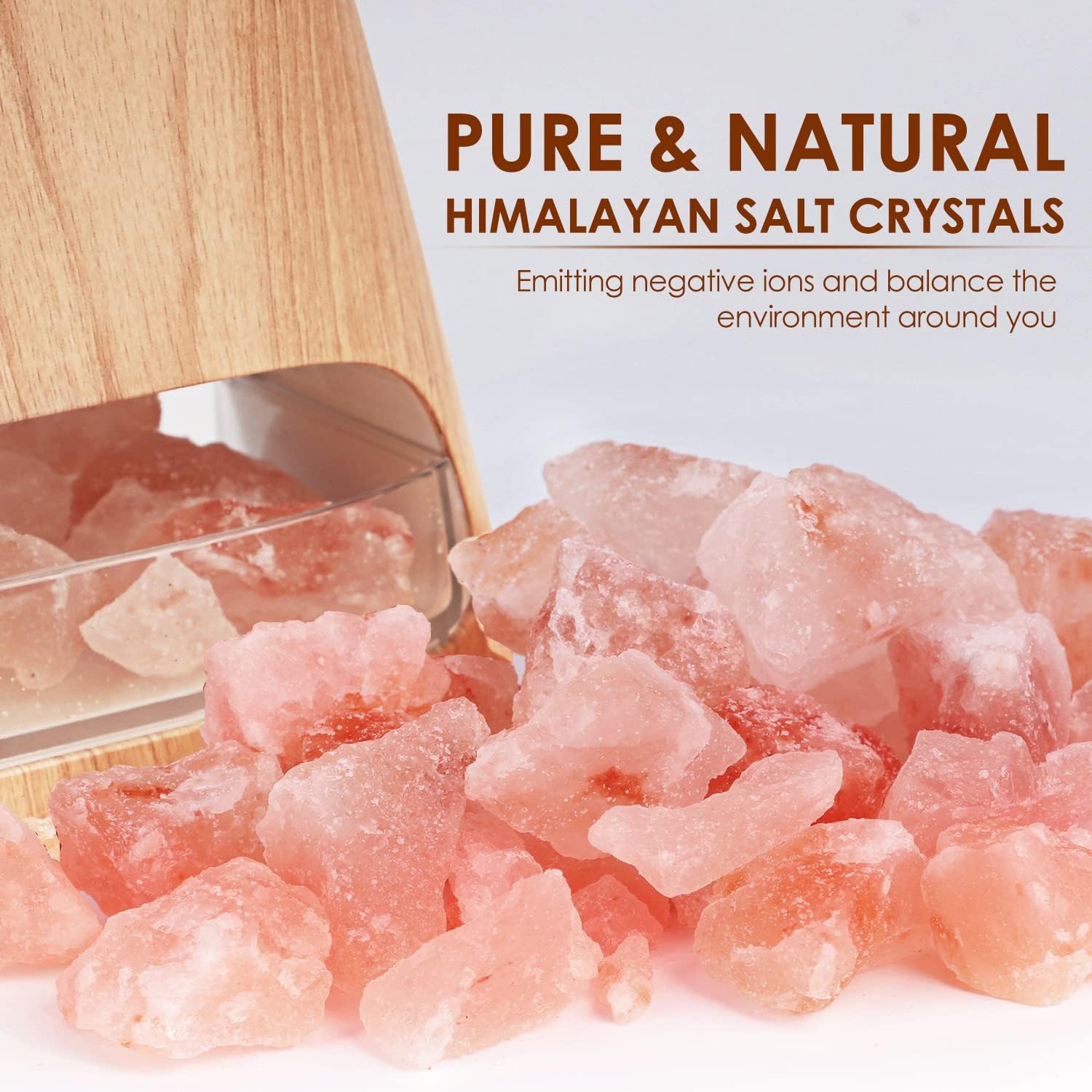 SALKING 2-in-1 Ultrasonic Essential Oil Diffuser & Himalayan Salt Lamp, Aromatherapy Diffuser Cool Mist Humidifier with Auto Off Function, 100% Pure Himalayan Pink Salt Rock, 150ml (Wooden Grain) | Ultrasonic Aromatherapy Diffuser, Cool Mist Humidifier with Auto Shut-Off, 100% Pure Himalayan Pink Salt Rock, Wooden Grain - Image 2