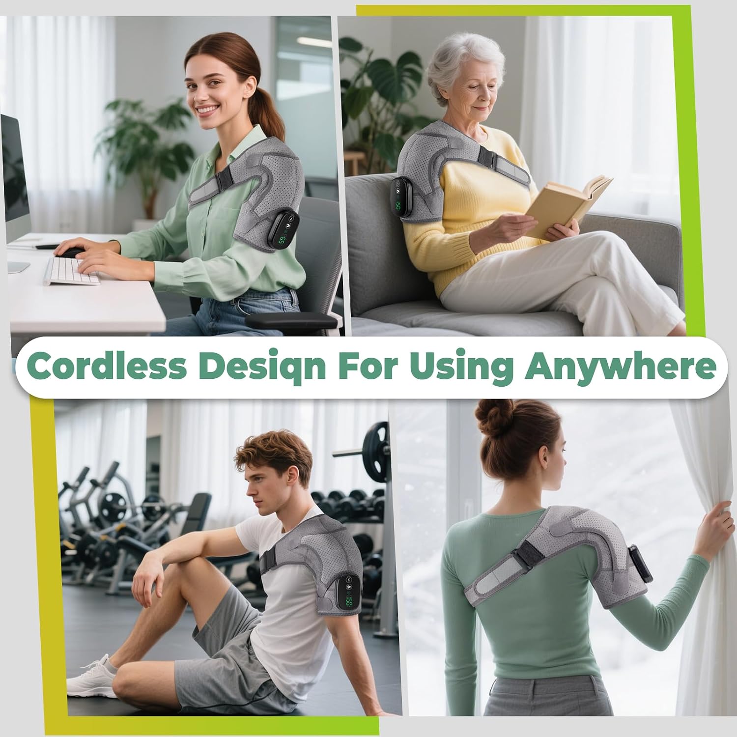 Cordless Shoulder Heating Pad, FSA Eligible Heated Shoulder Massager | 3 Vibration and Heating Modes, Breathable Fabric, HD Display, 5000mAh Battery, Adjustable Size, for Rotator Cuff - Image 7